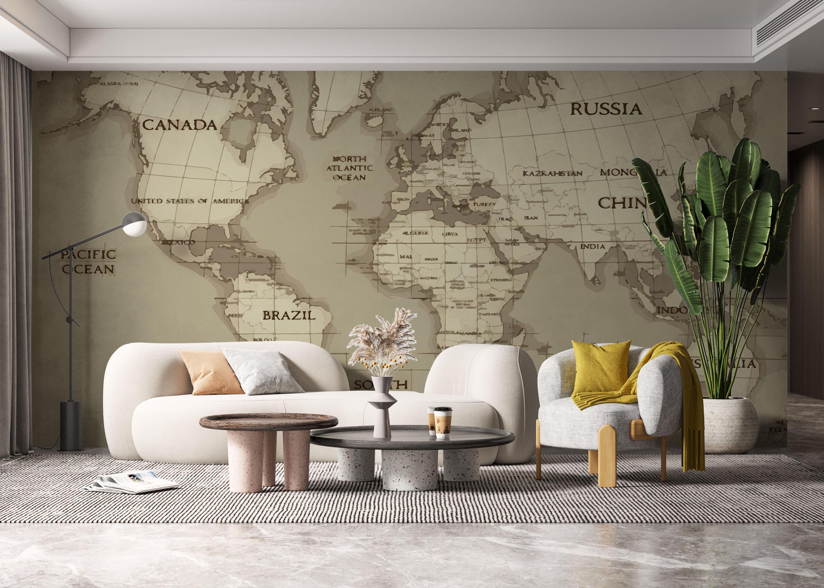 Fototapete Grey Old Map mockup 6