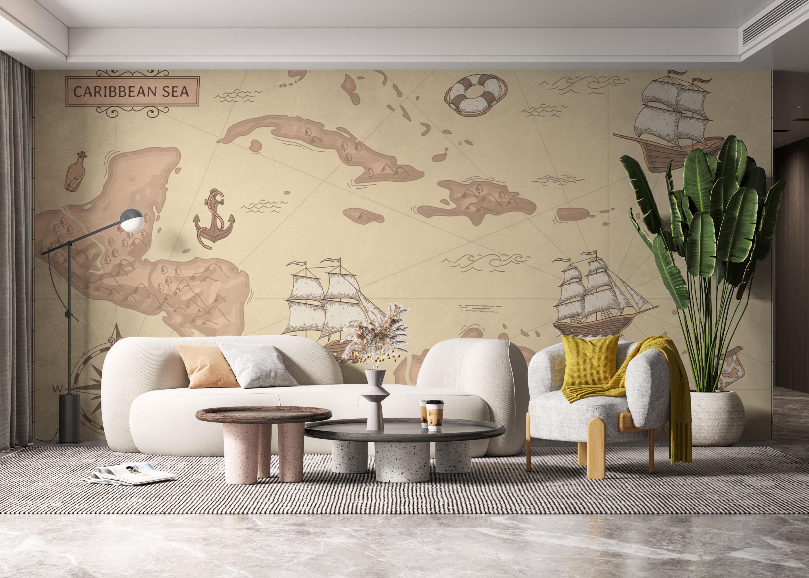 Fototapete Light Pink Map mockup 6