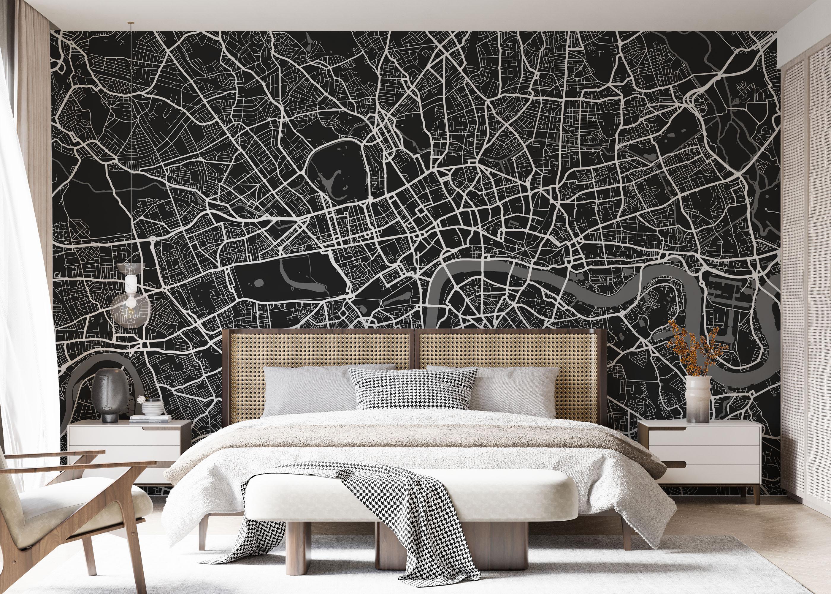 Fototapete Black White Map mockup 7