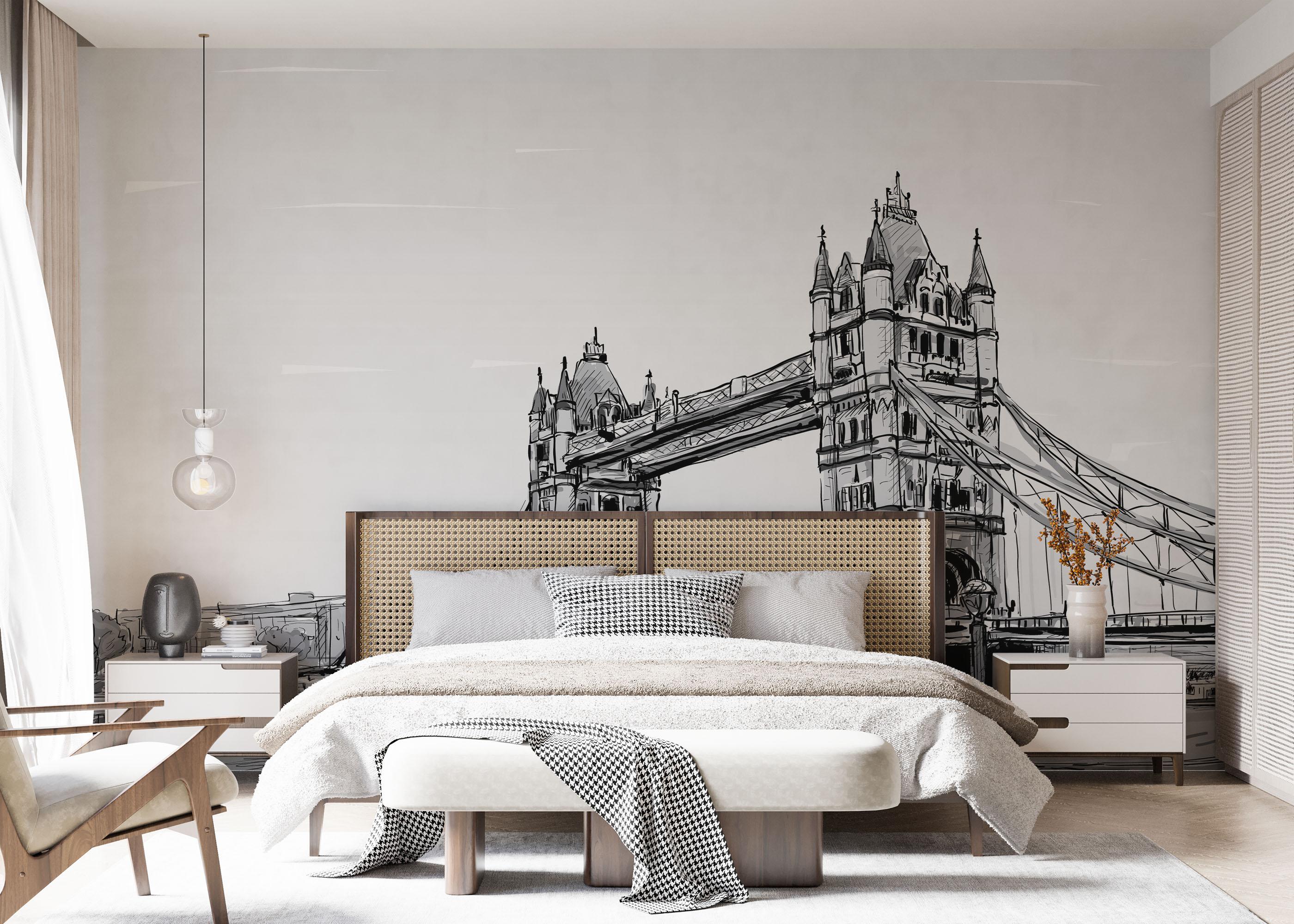 Fototapete Grey Bridge Sketch mockup 7