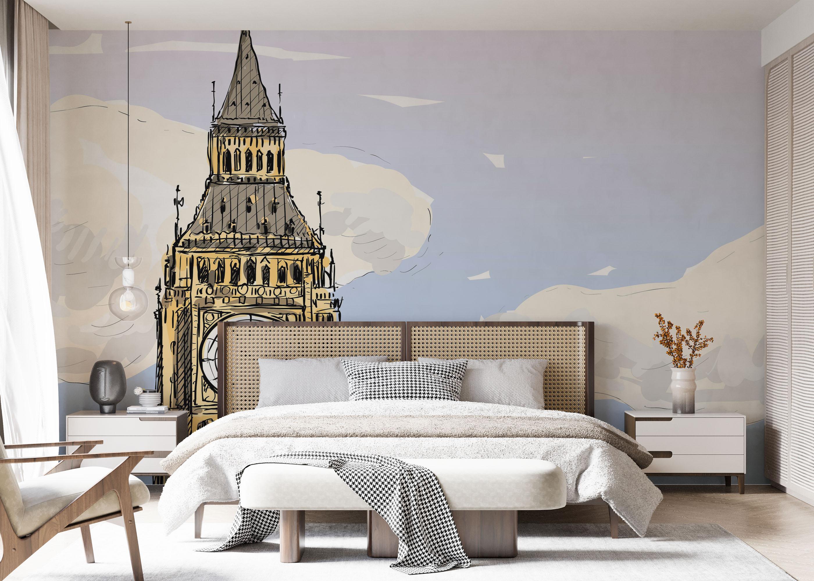 Fototapete London Clock Sketch mockup 7