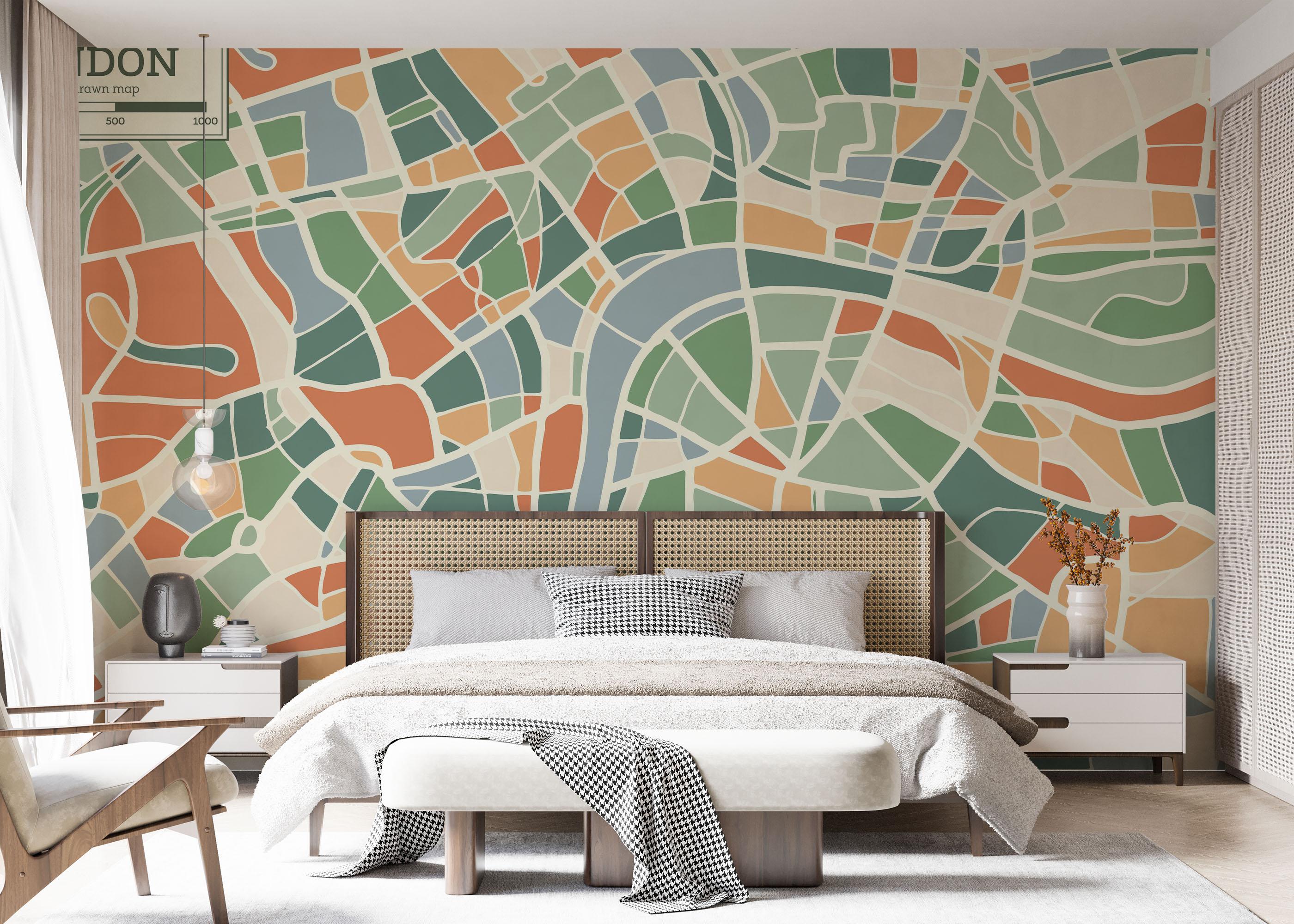 Fototapete London Colorful Map mockup 7