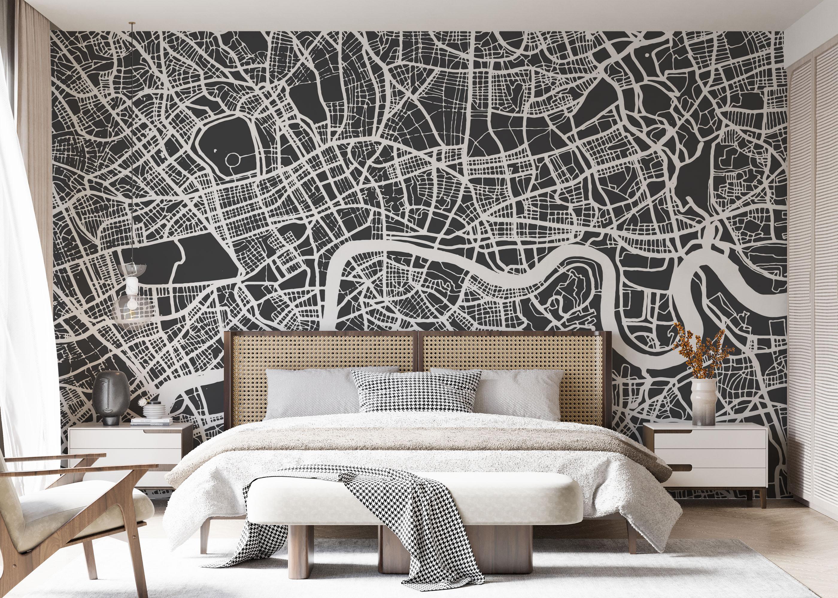 Fototapete London Grey Map mockup 7