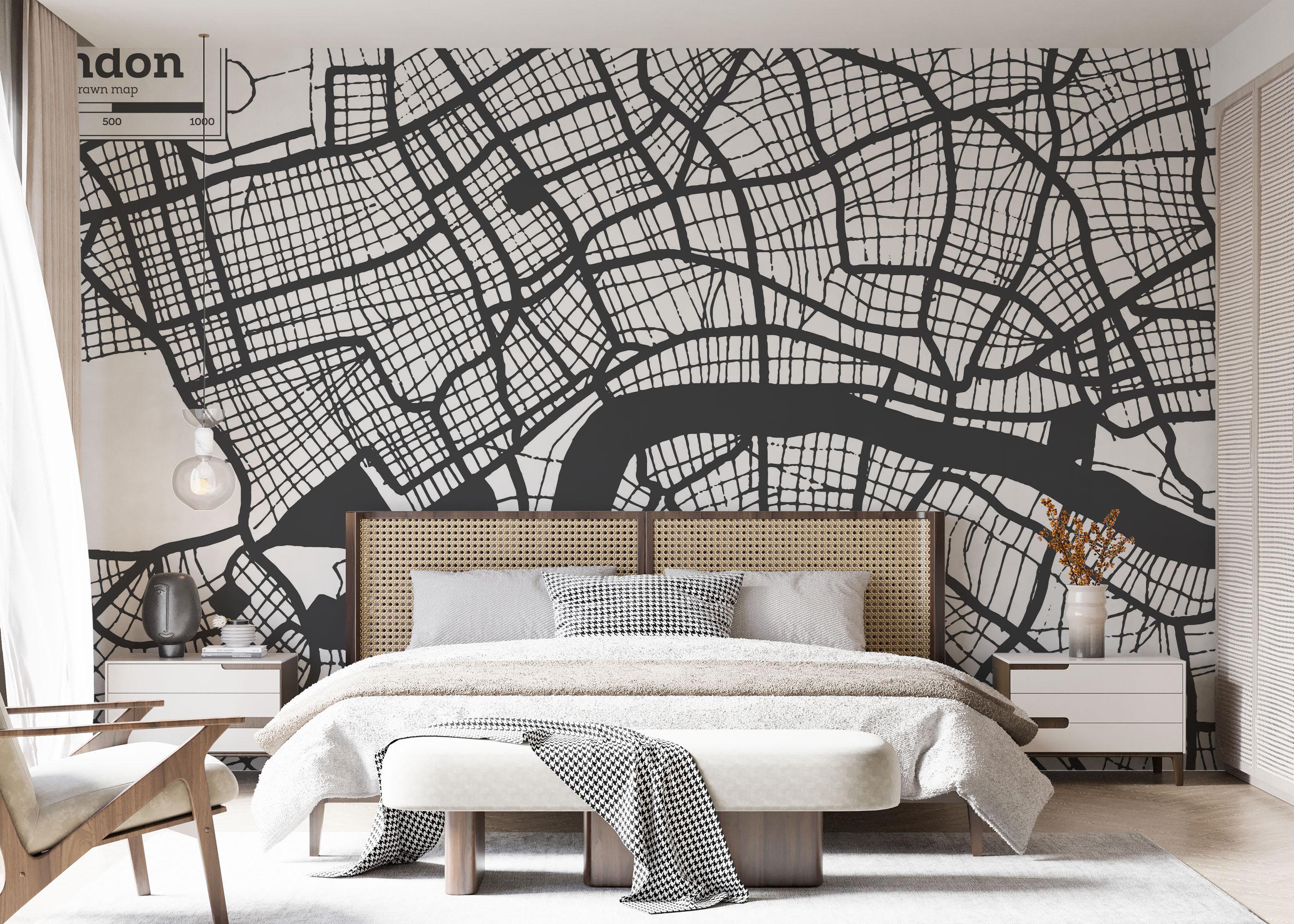 Fototapete London Line Map mockup 7