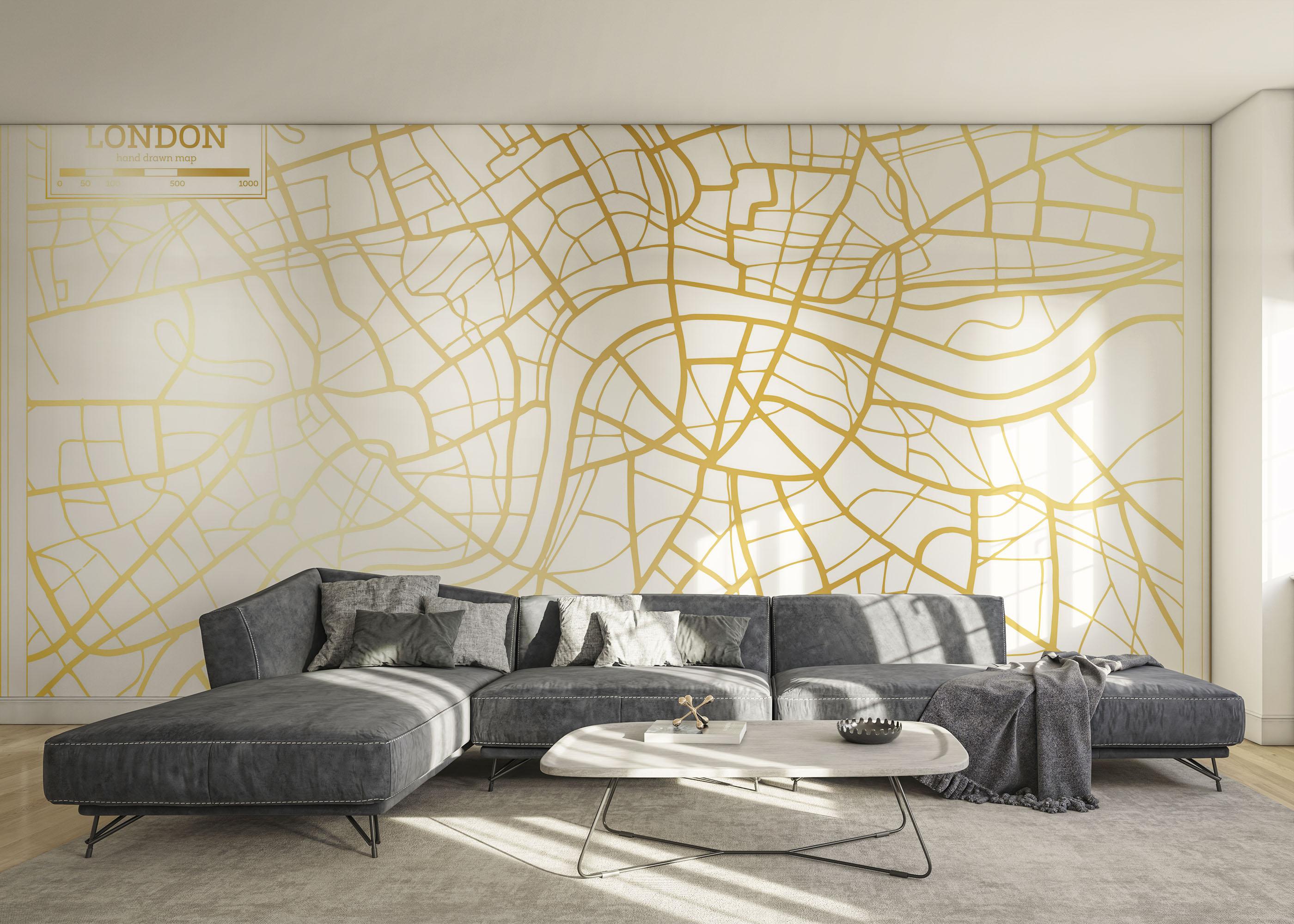 Fototapete Gold London Map mockup 0