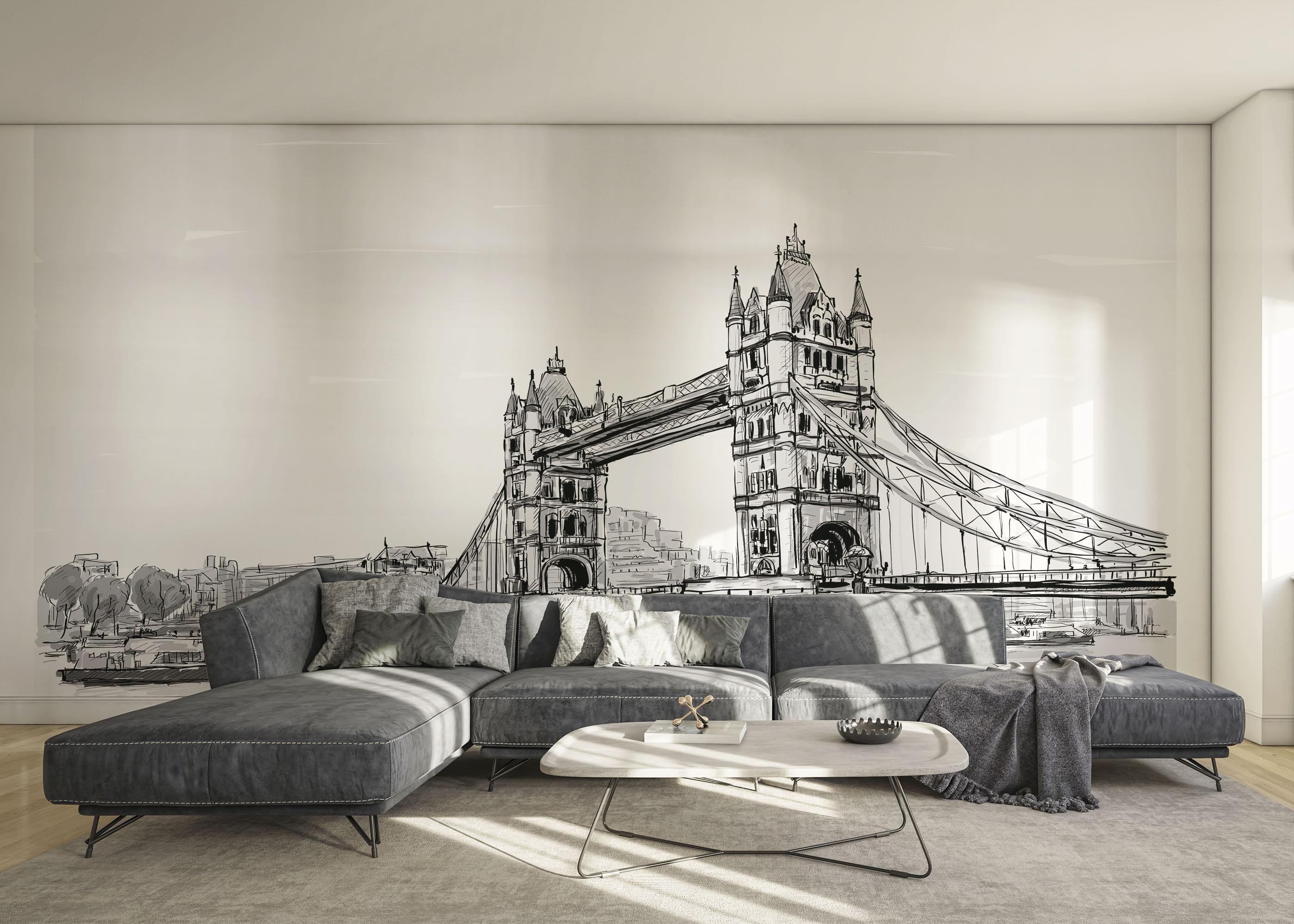 Fototapete Grey Bridge Sketch mockup 0