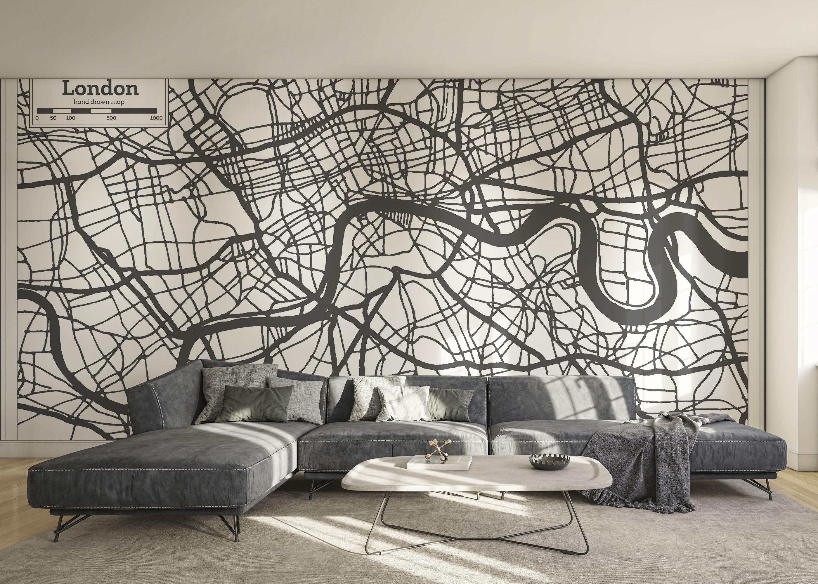Fototapete Grey Map London mockup 0