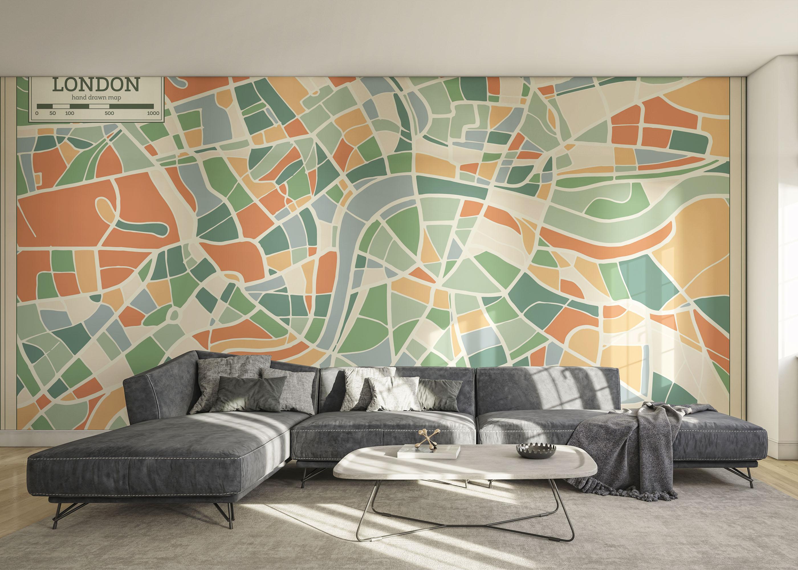 Fototapete London Colorful Map mockup 0