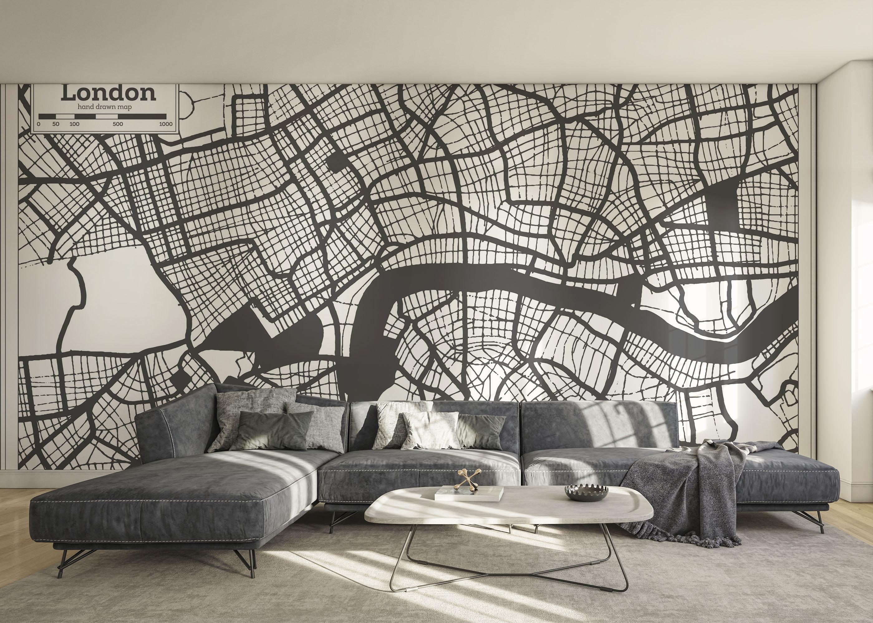 Fototapete London Line Map mockup 0