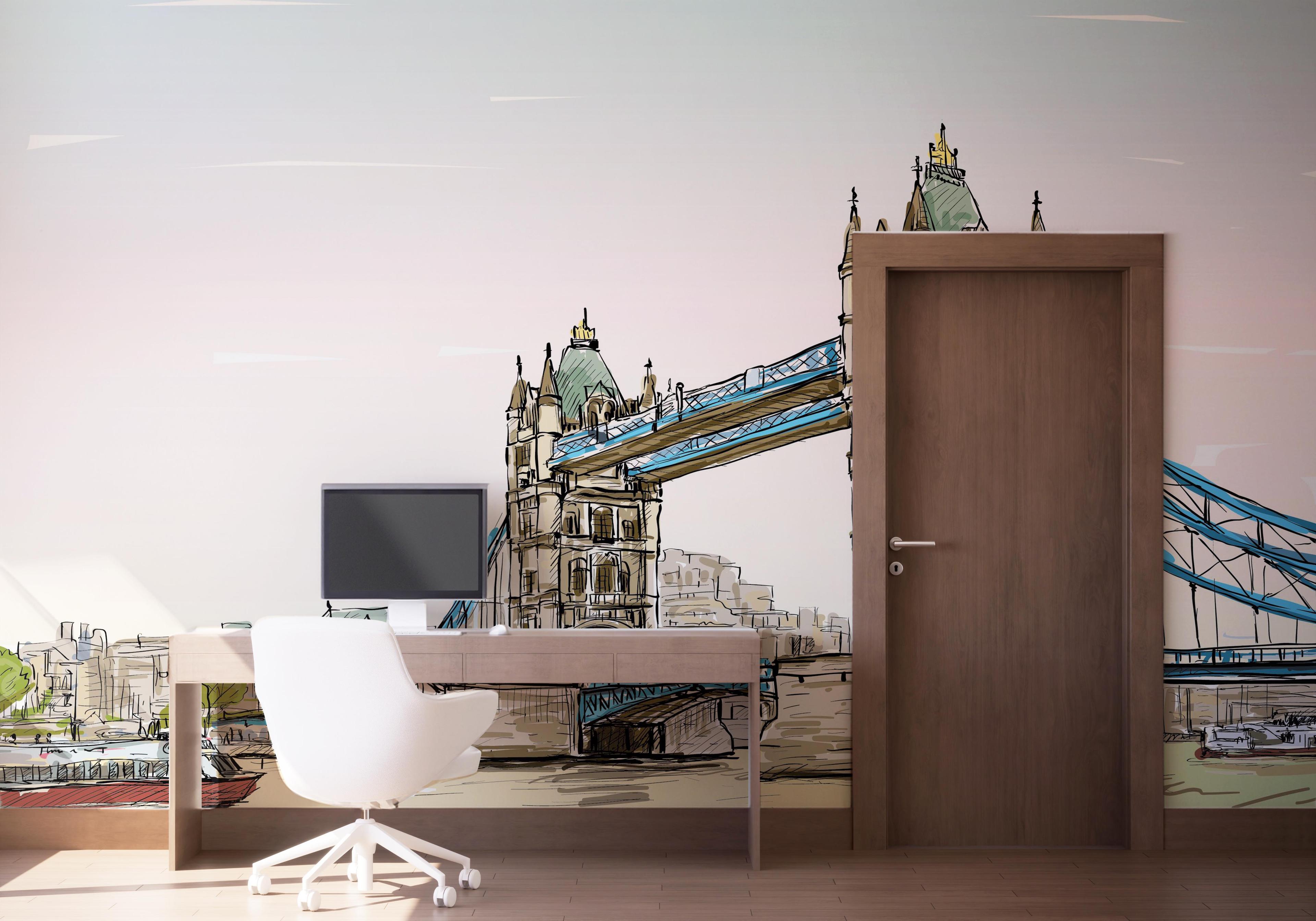 Fototapete London Bridge Sketch mockup 1