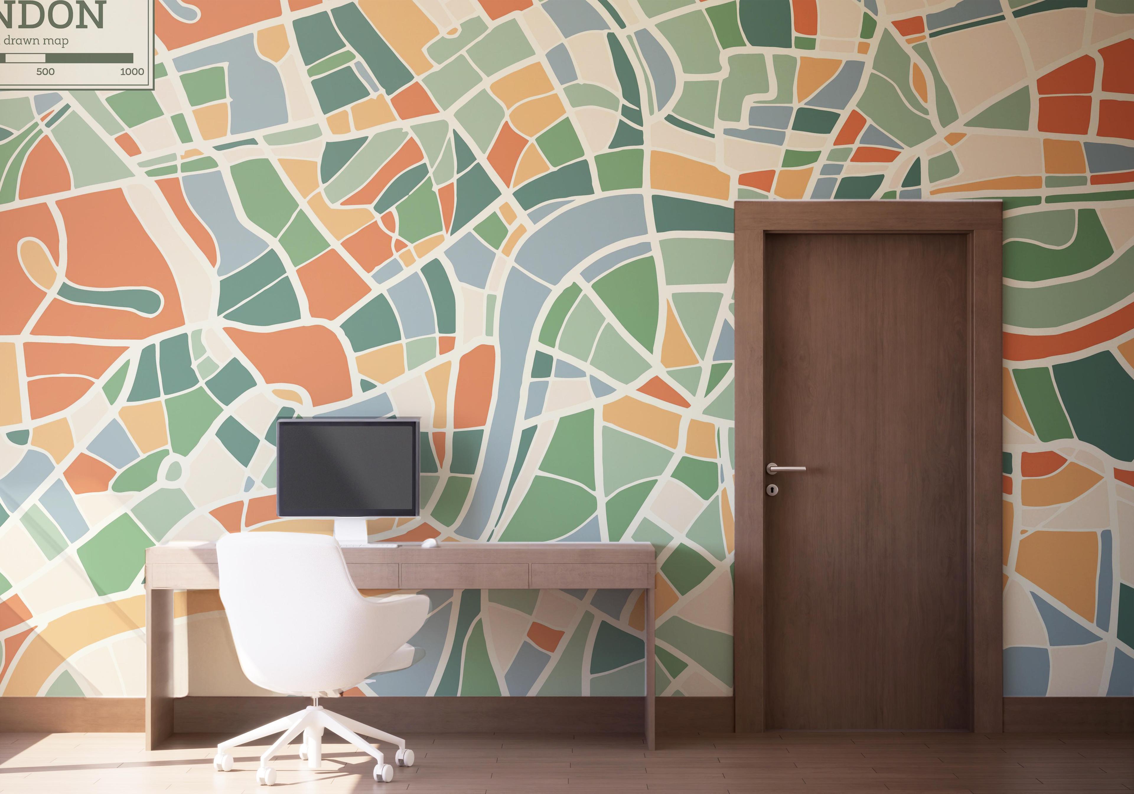 Fototapete London Colorful Map mockup 1