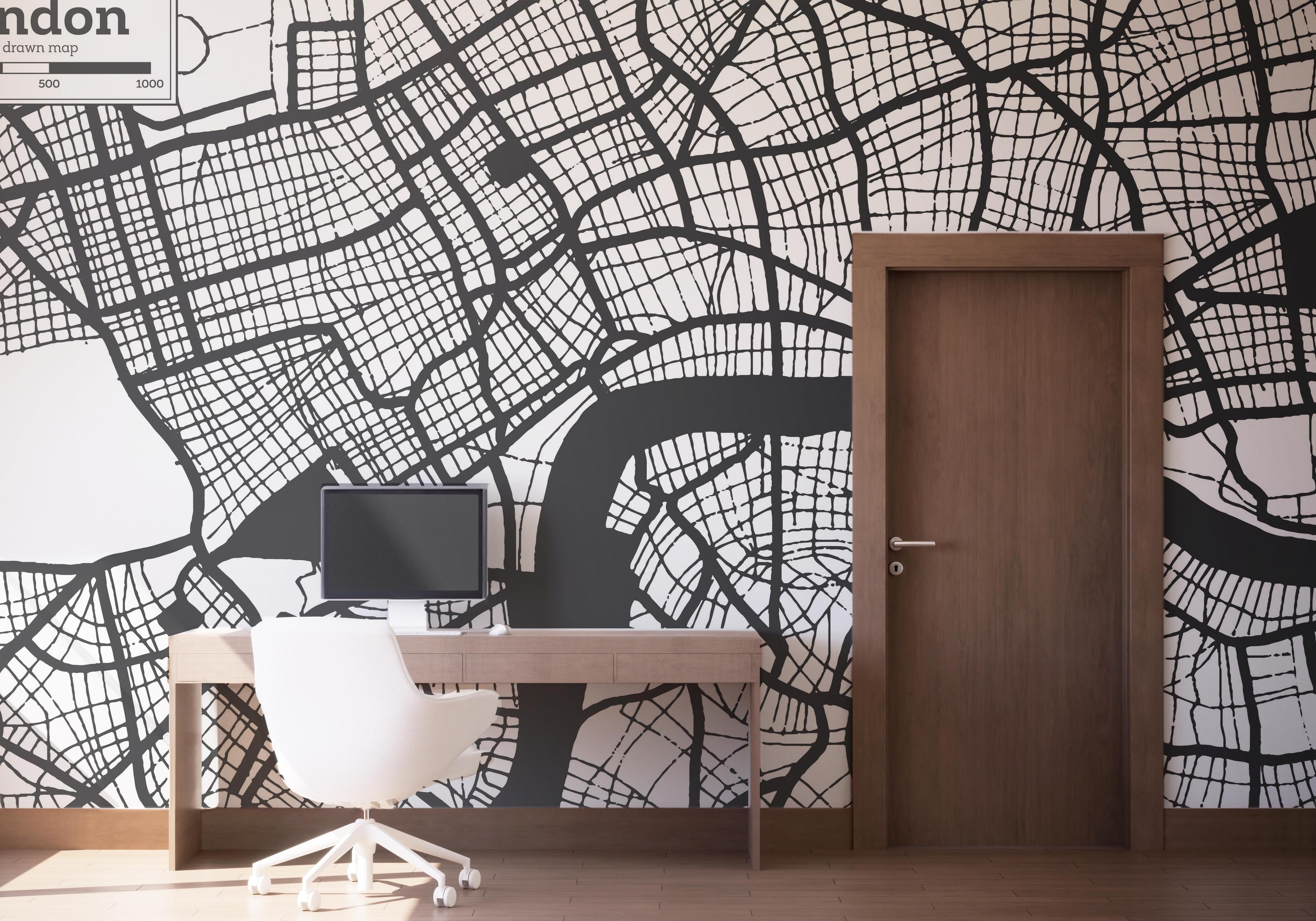 Fototapete London Line Map mockup 1