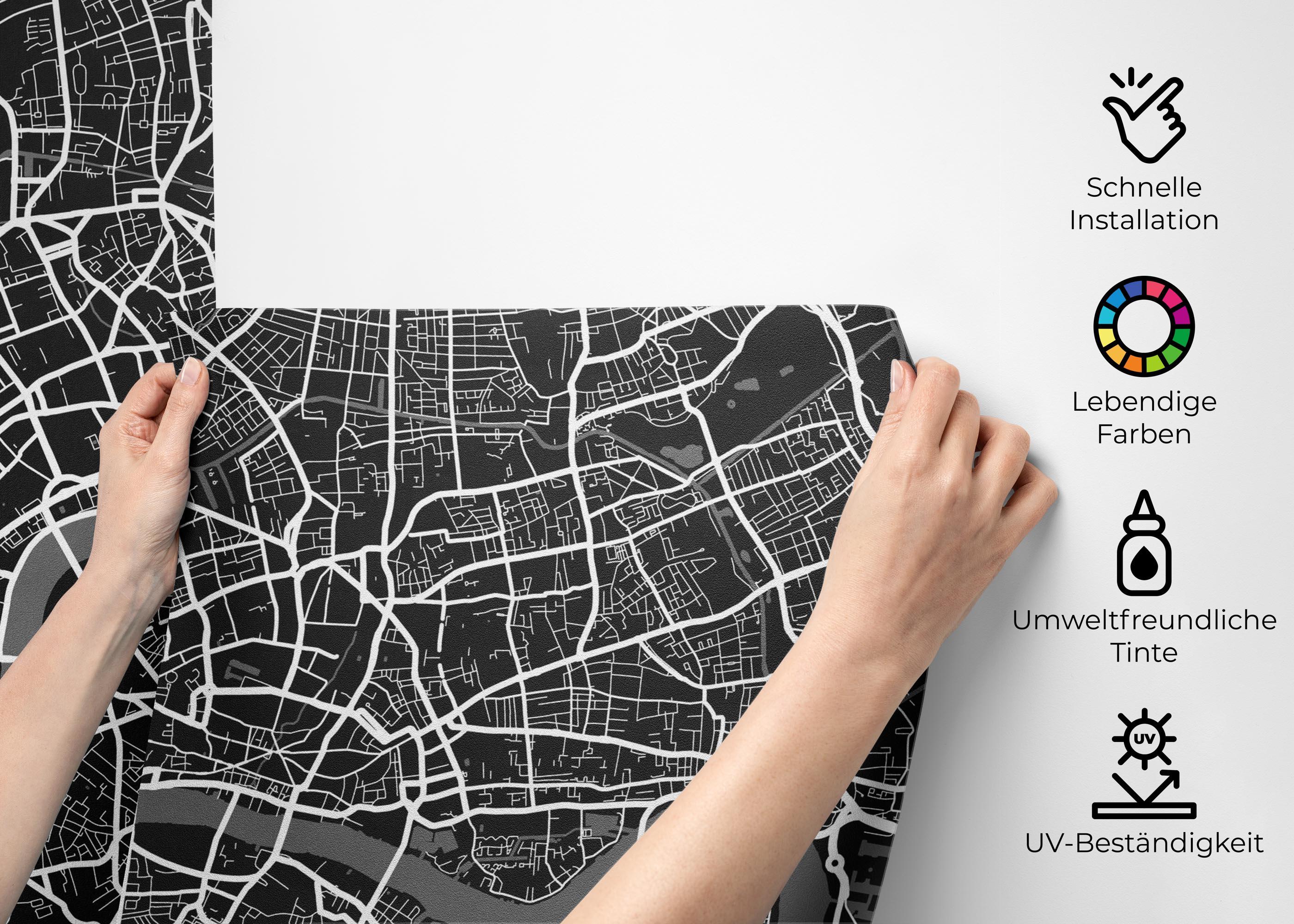 Fototapete Black White Map mockup 2