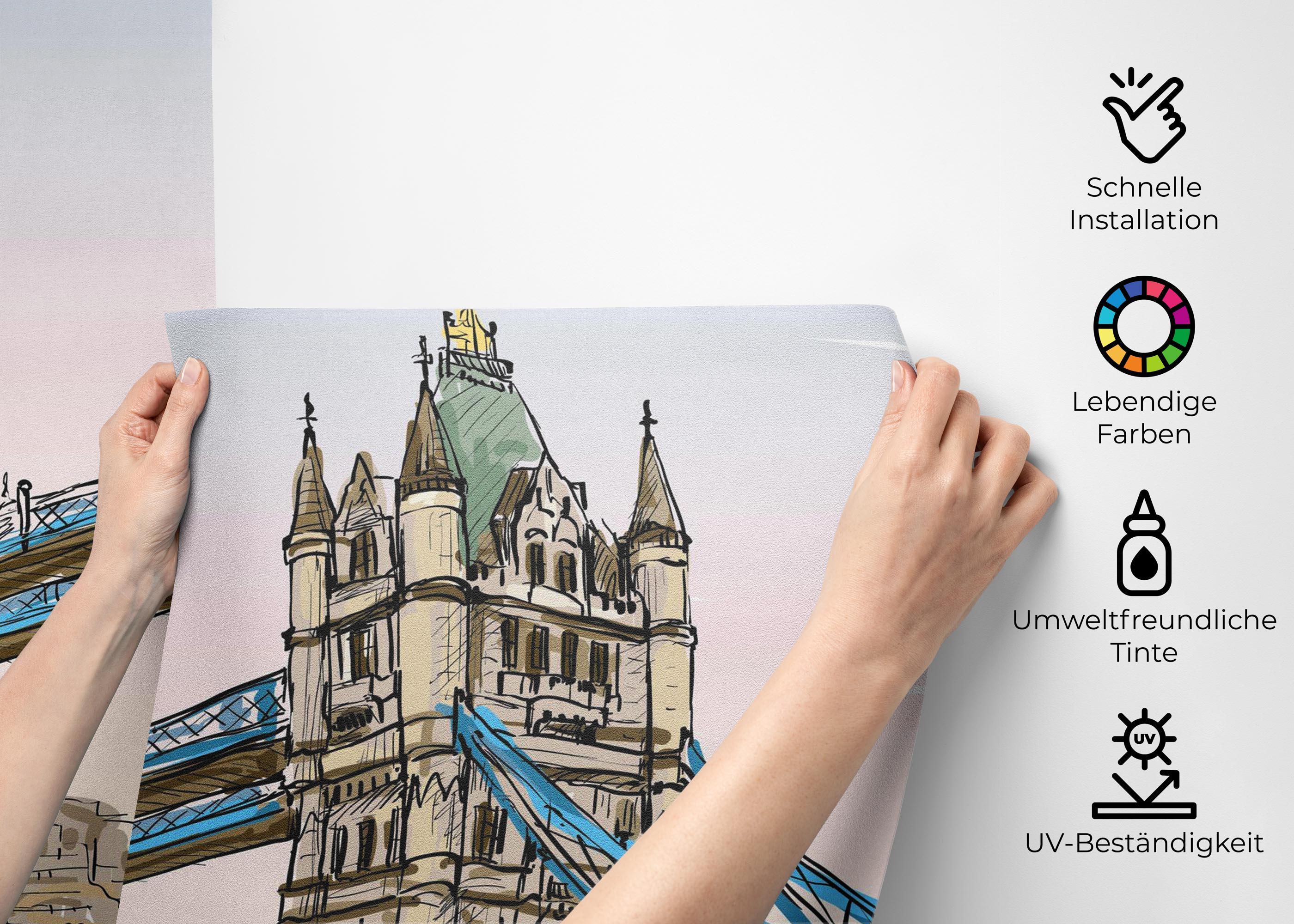 Fototapete London Bridge Sketch mockup 2