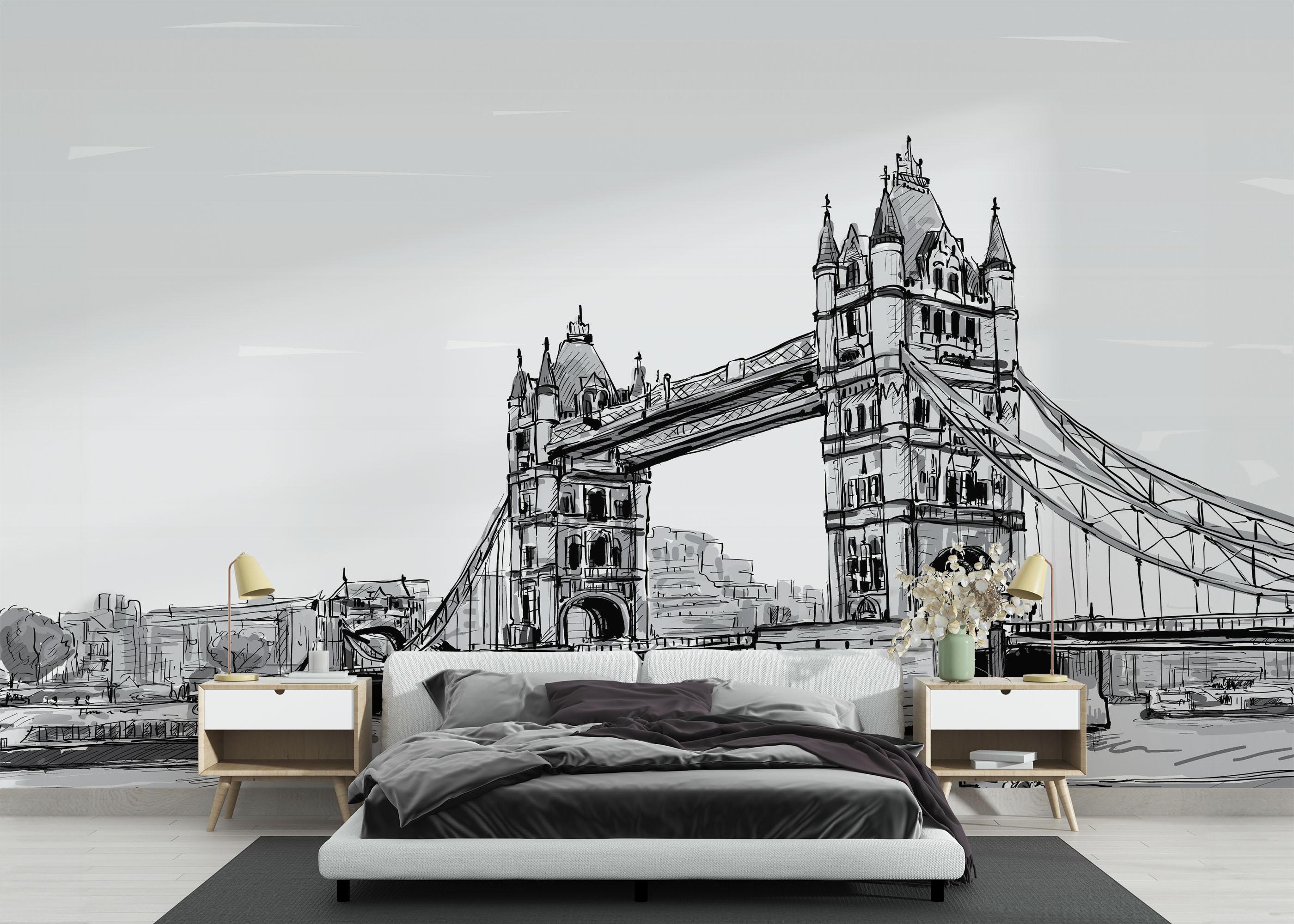 Fototapete Grey Bridge Sketch mockup 3