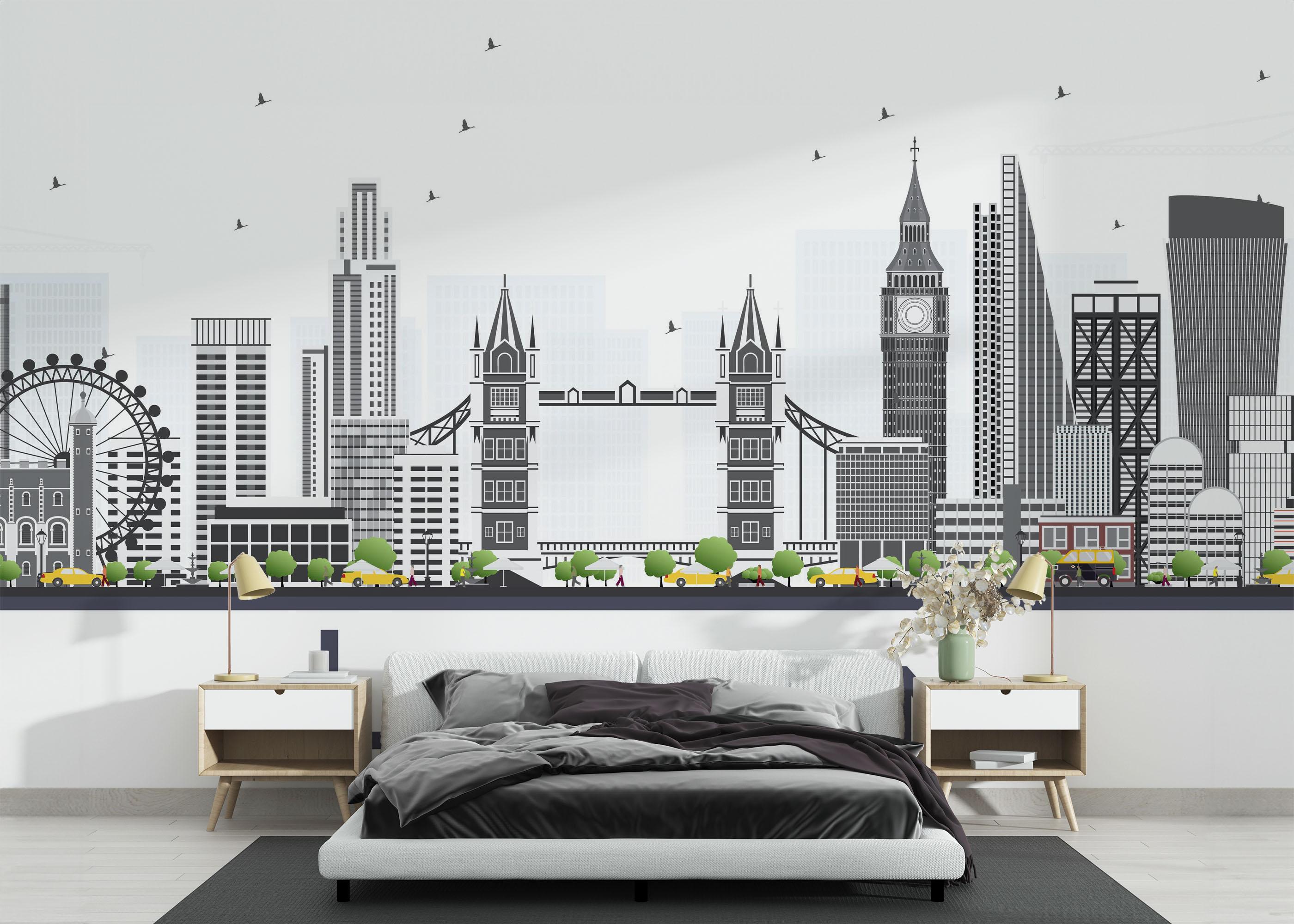 Fototapete Grey Building London mockup 3