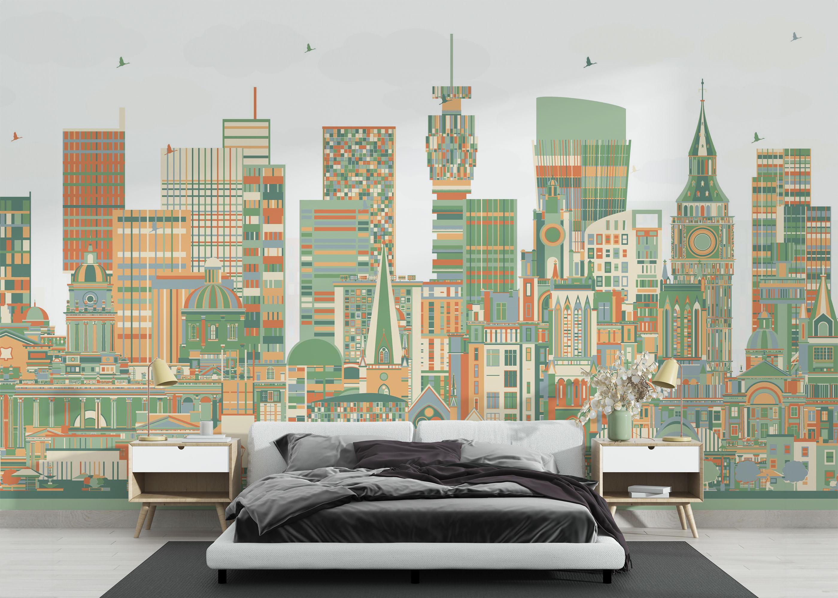 Fototapete Grey Orange England mockup 3