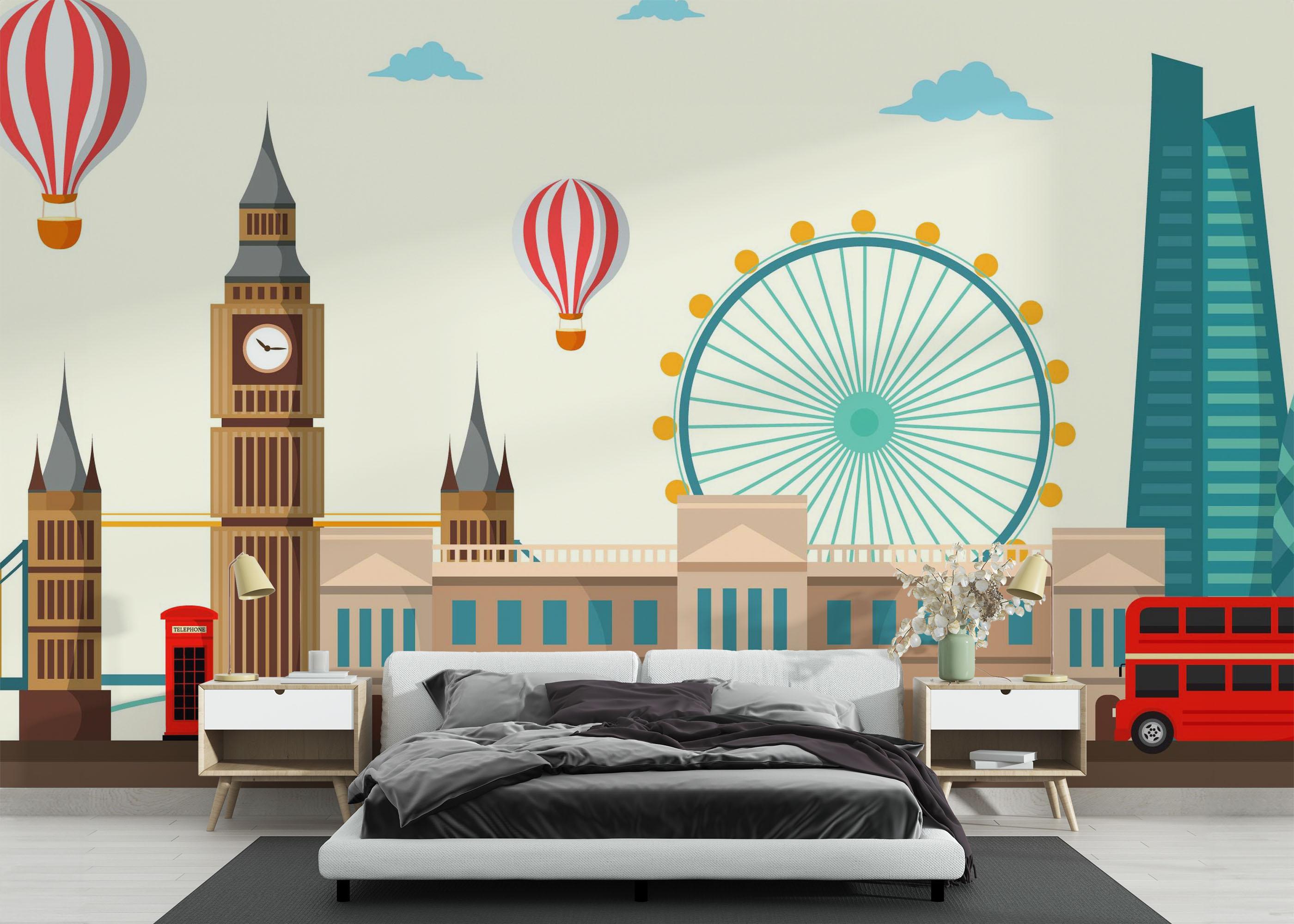Fototapete London Cartoon mockup 3