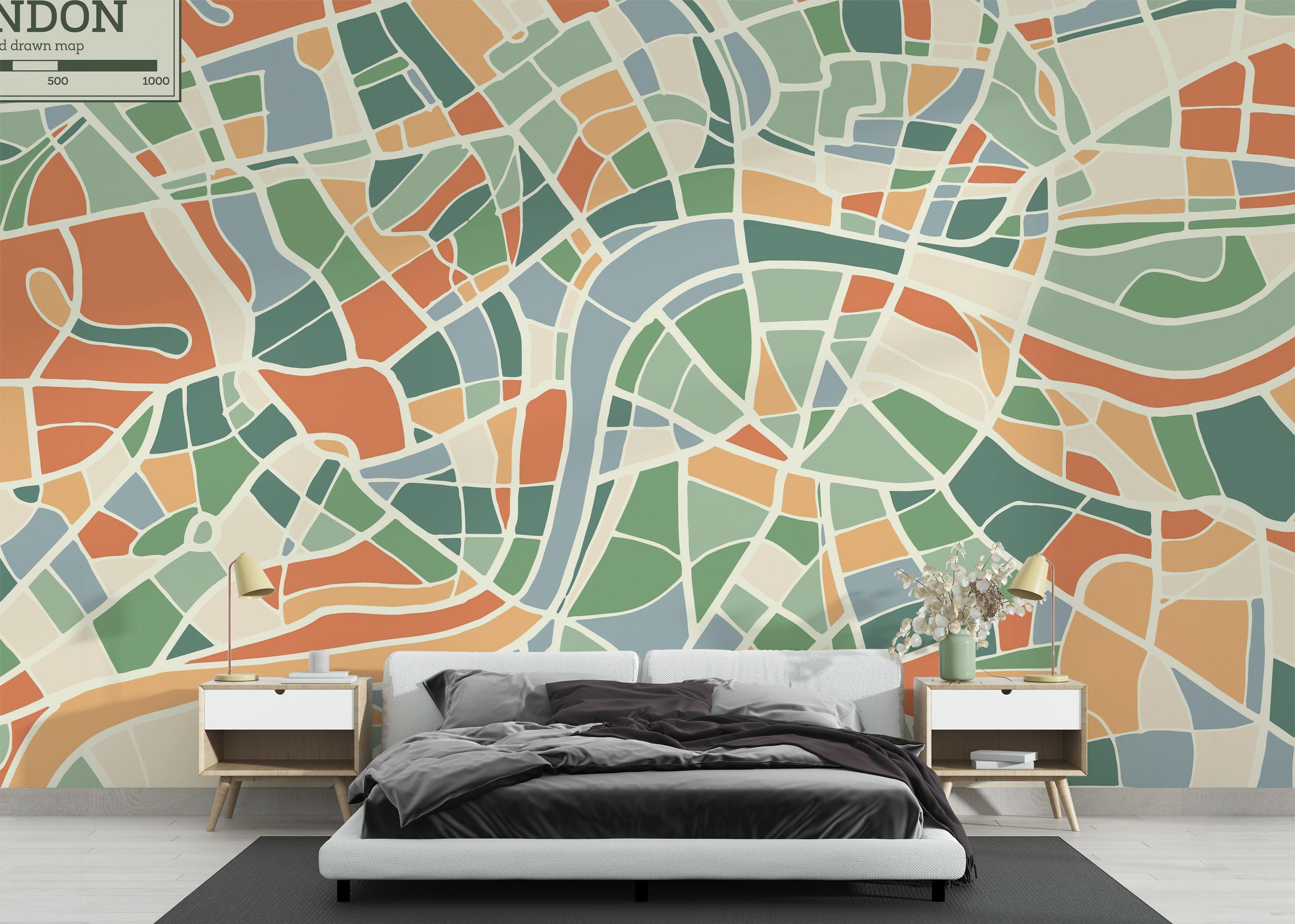 Fototapete London Colorful Map mockup 3