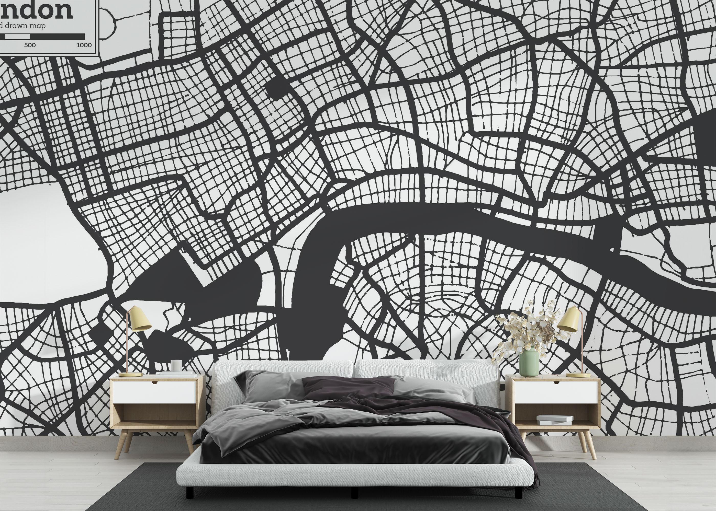 Fototapete London Line Map mockup 3