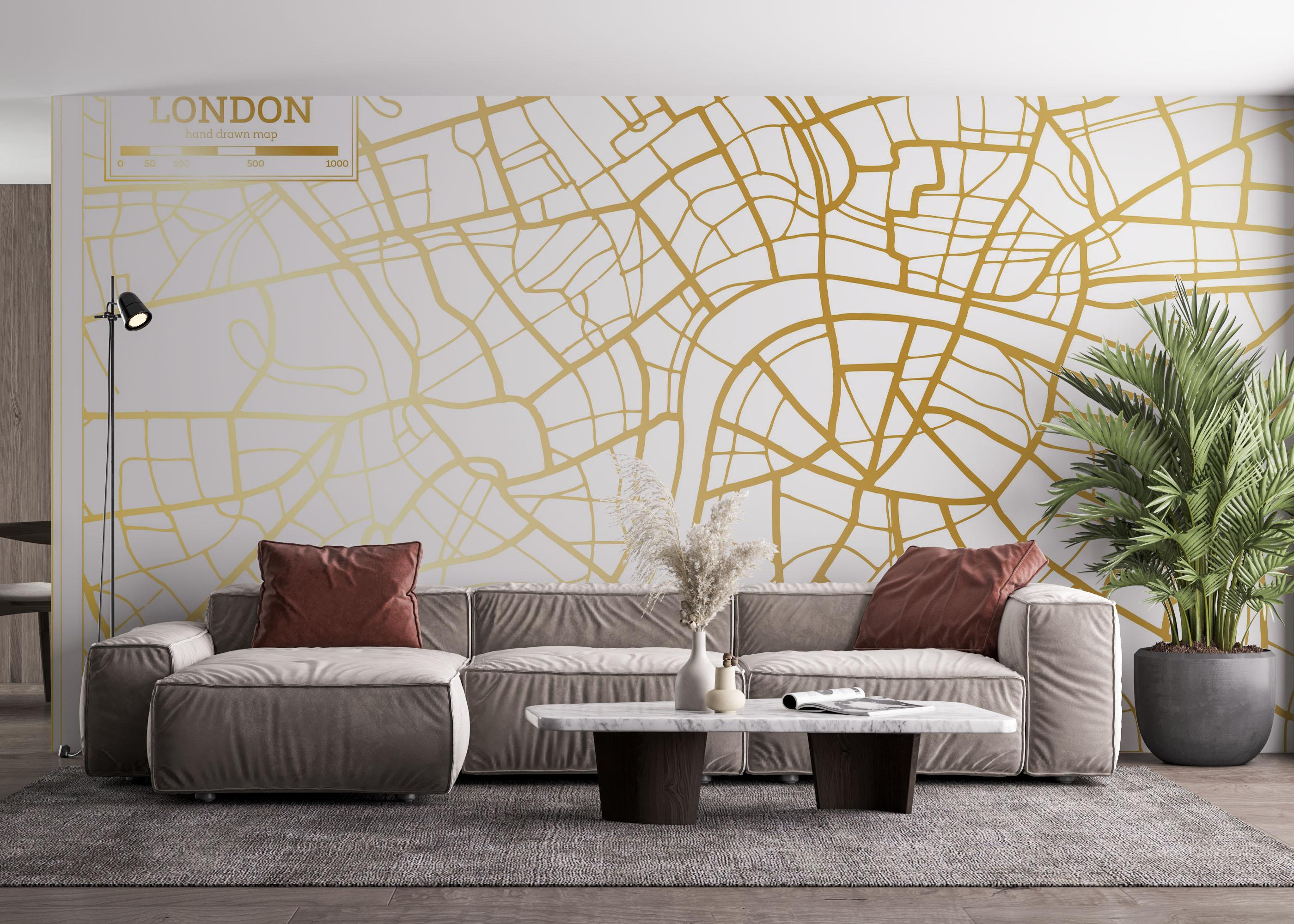 Fototapete Gold London Map mockup 4