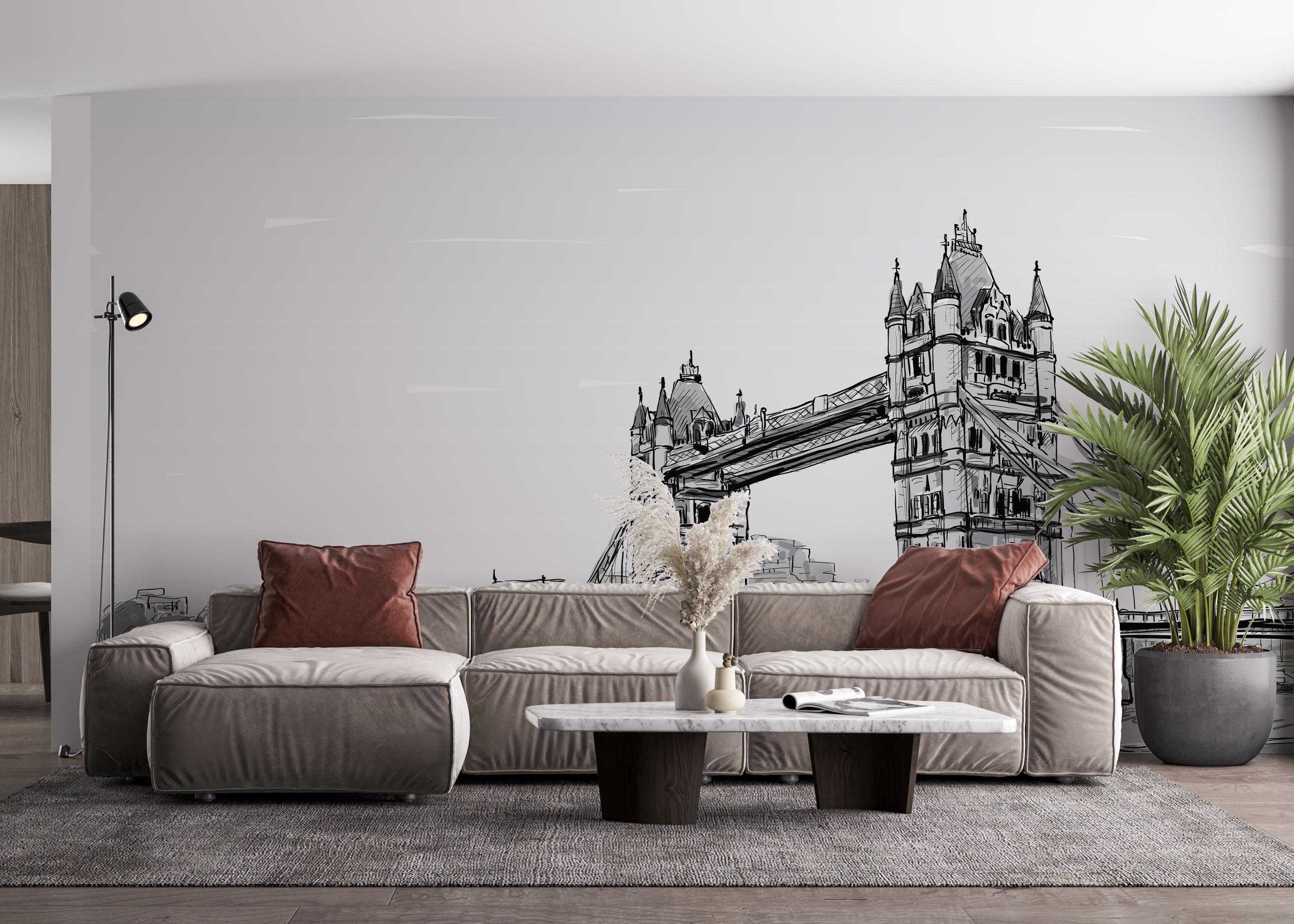 Fototapete Grey Bridge Sketch mockup 4