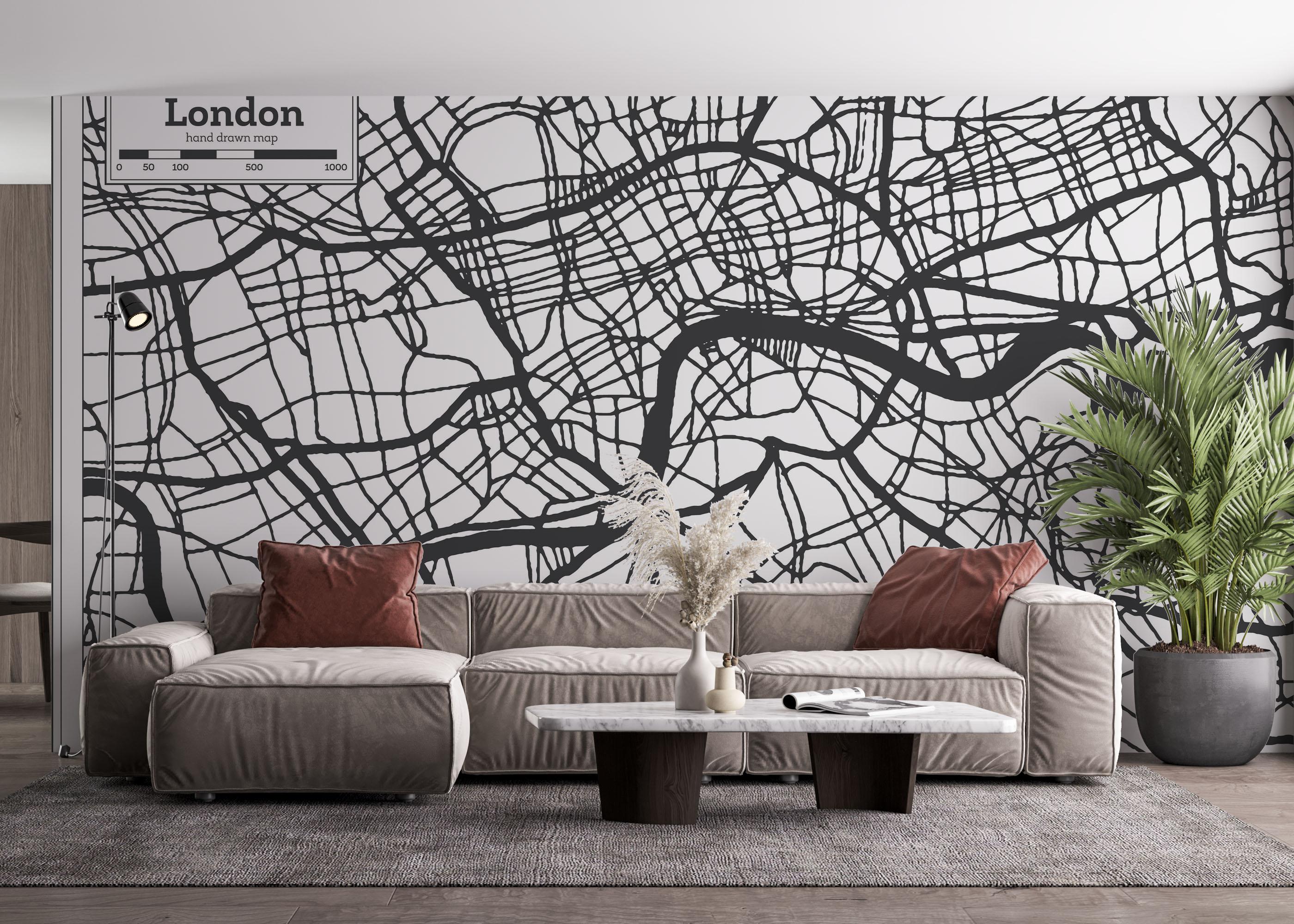 Fototapete Grey Map London mockup 4