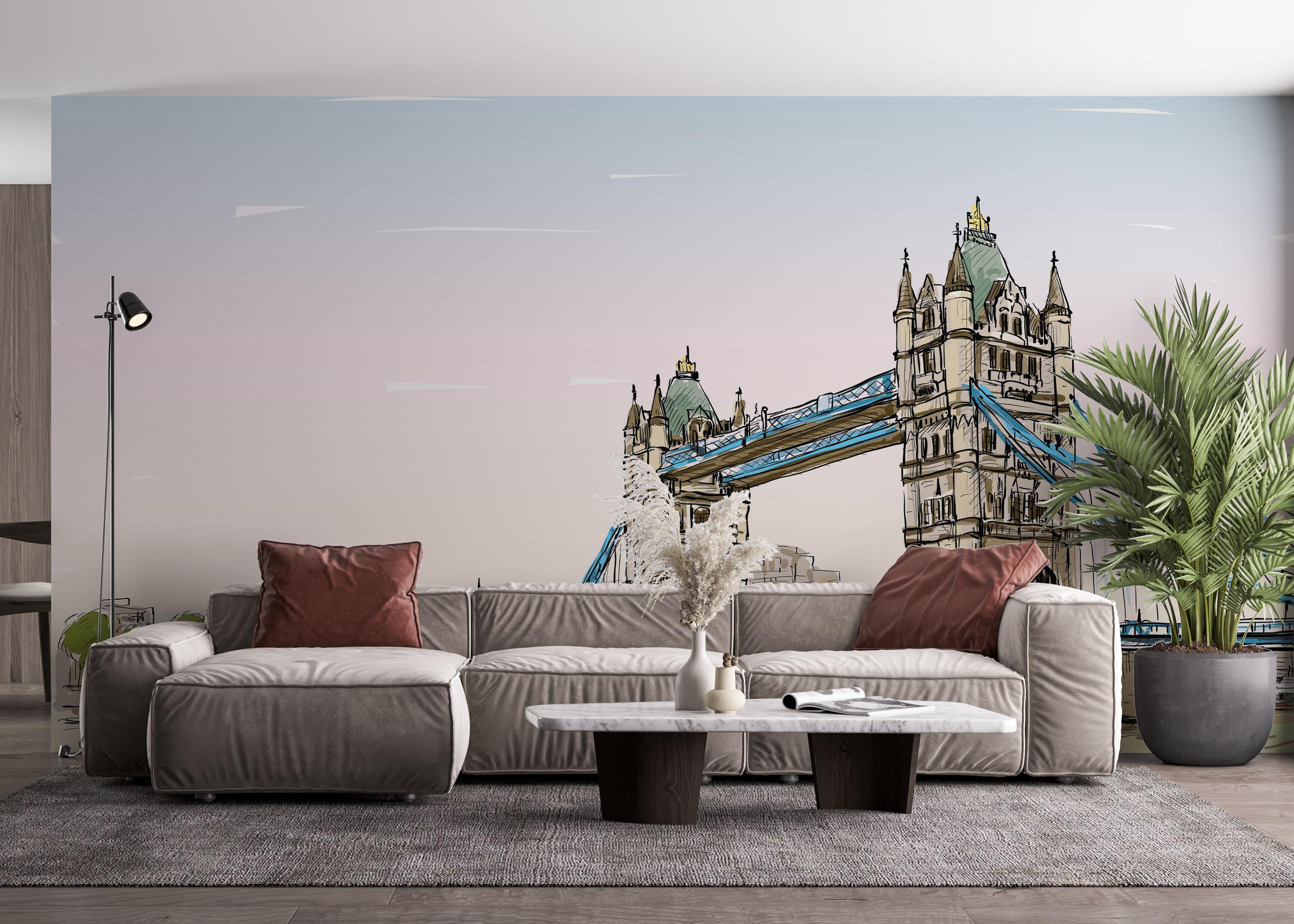 Fototapete London Bridge Sketch mockup 4