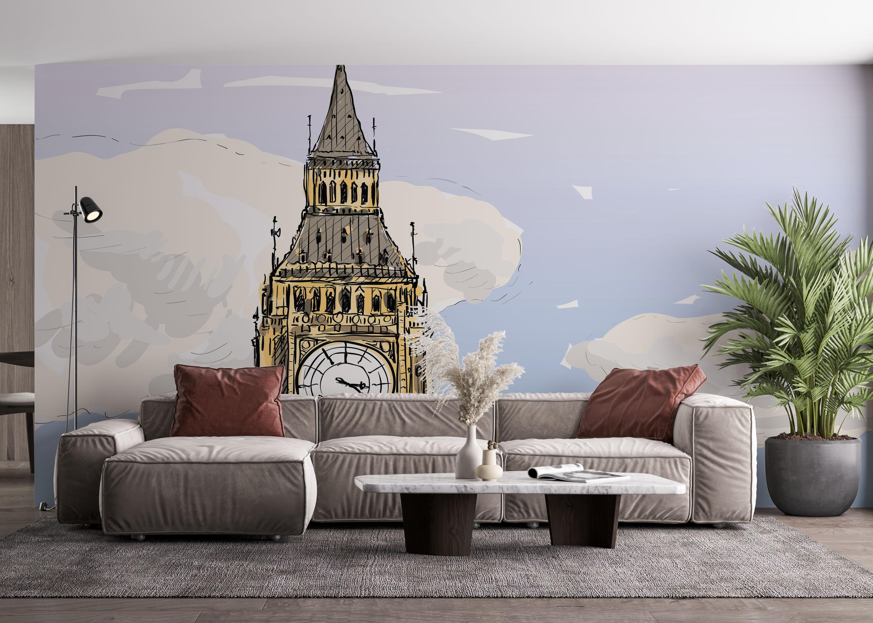 Fototapete London Clock Sketch mockup 4