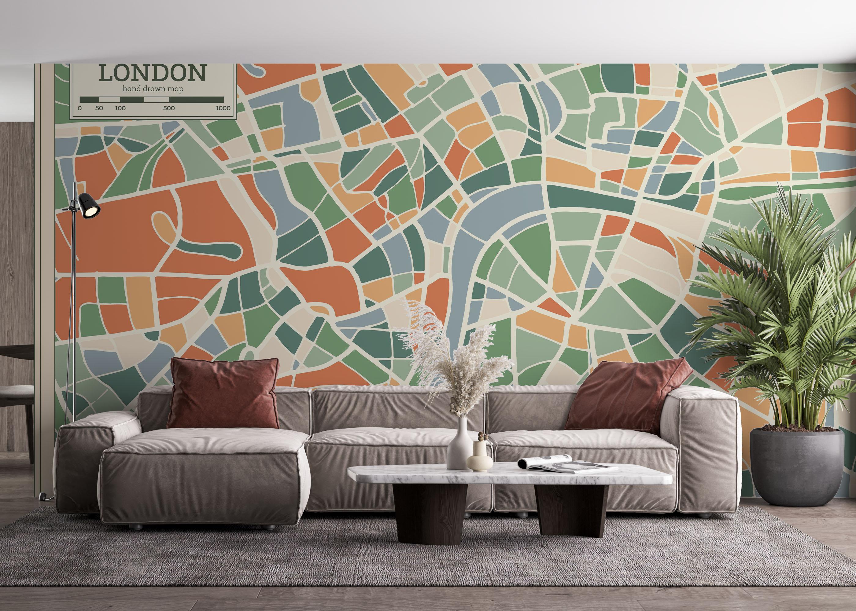 Fototapete London Colorful Map mockup 4