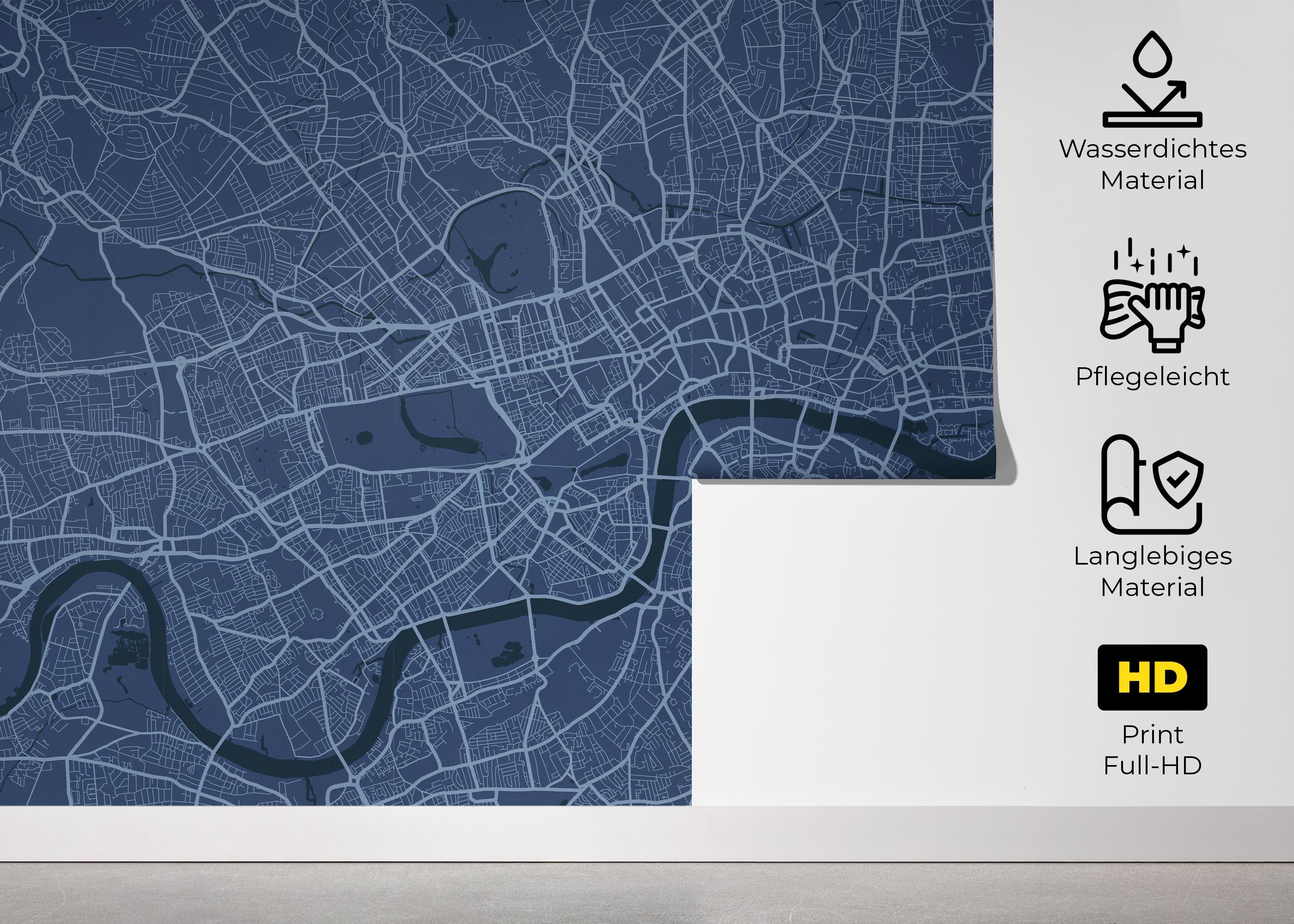 Fototapete Blue London Map mockup 5