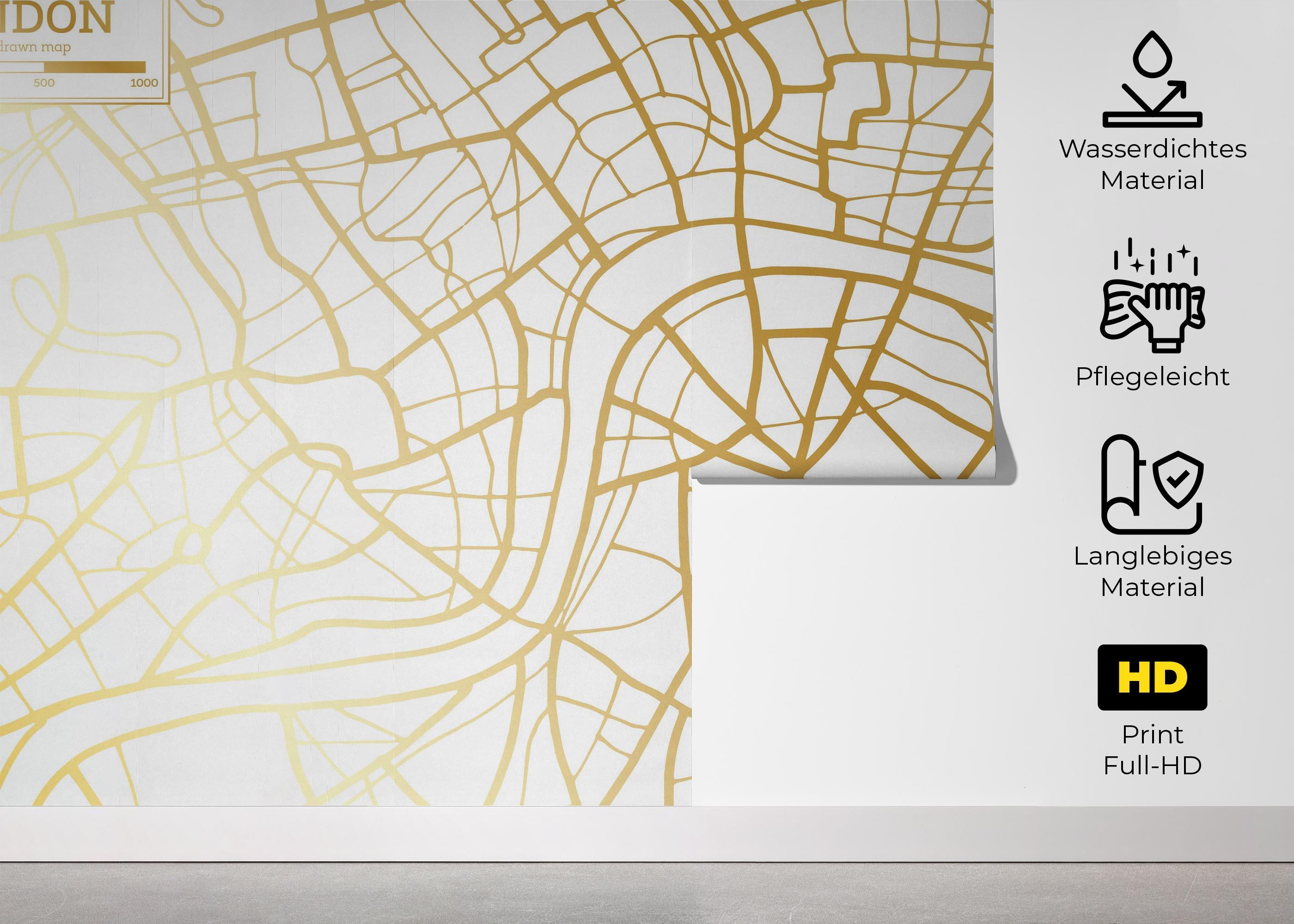 Fototapete Gold London Map mockup 5