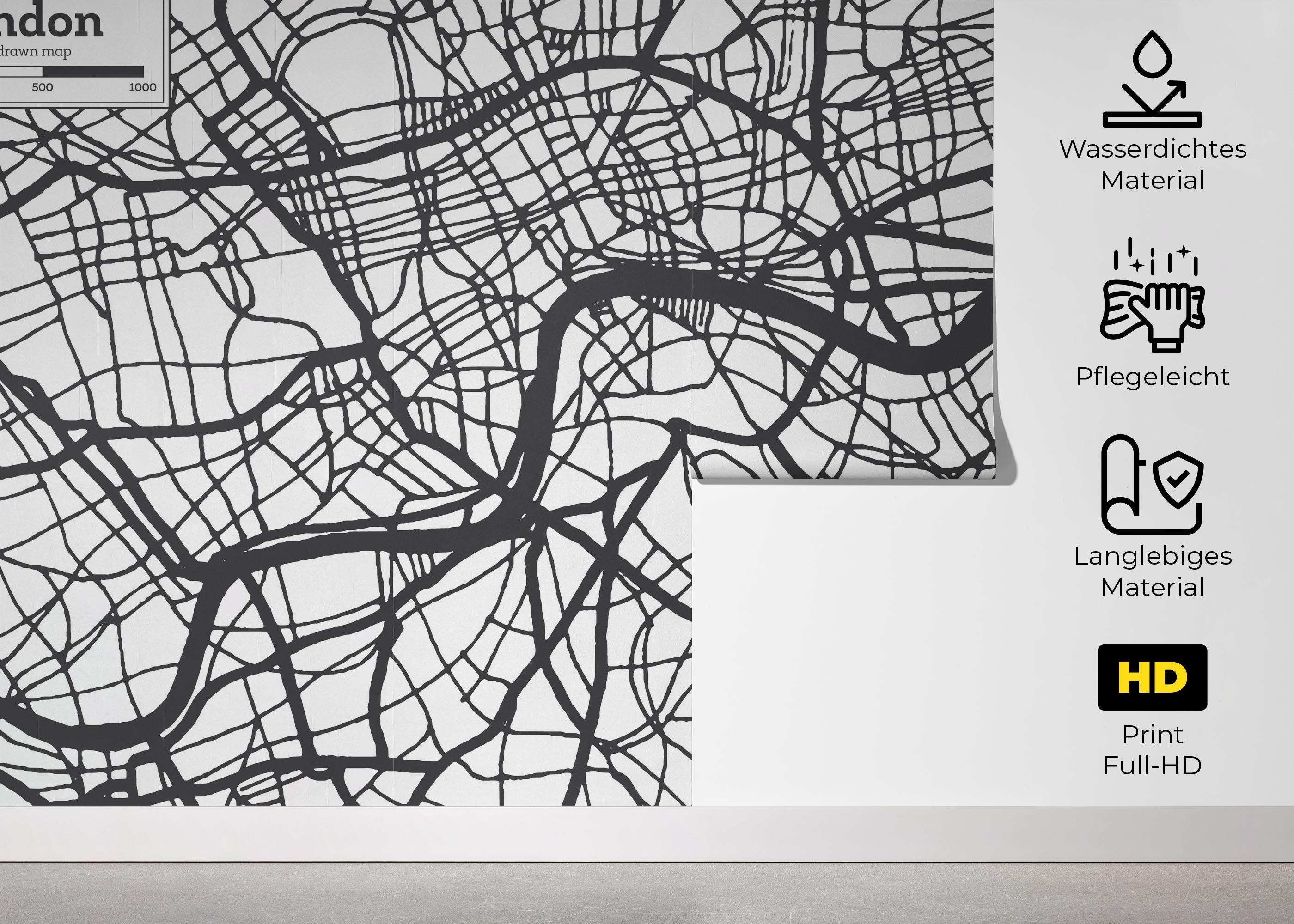 Fototapete Grey Map London mockup 5