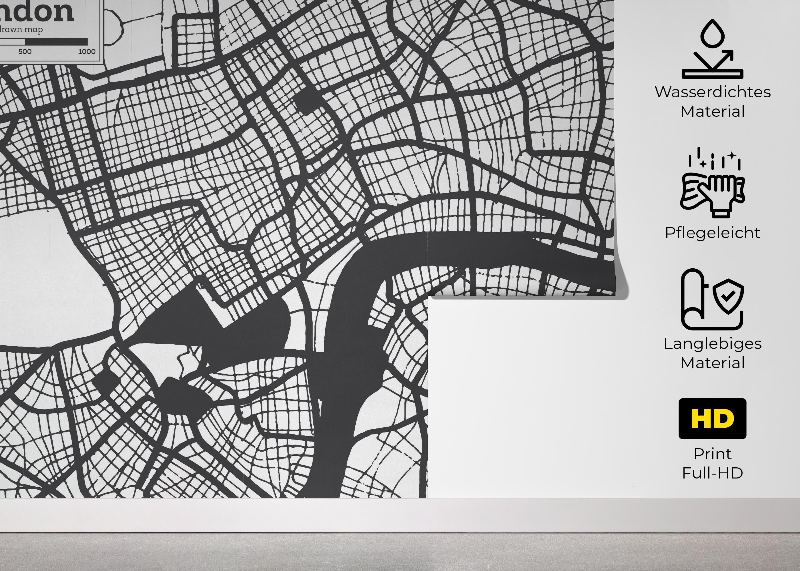 Fototapete London Line Map mockup 5