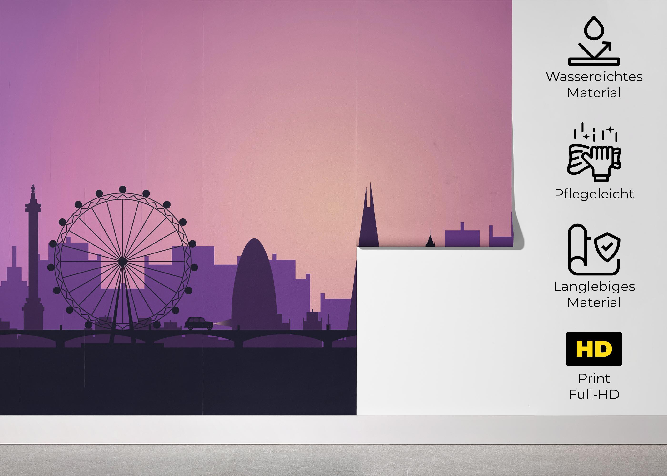 Fototapete Purple Sky London mockup 5