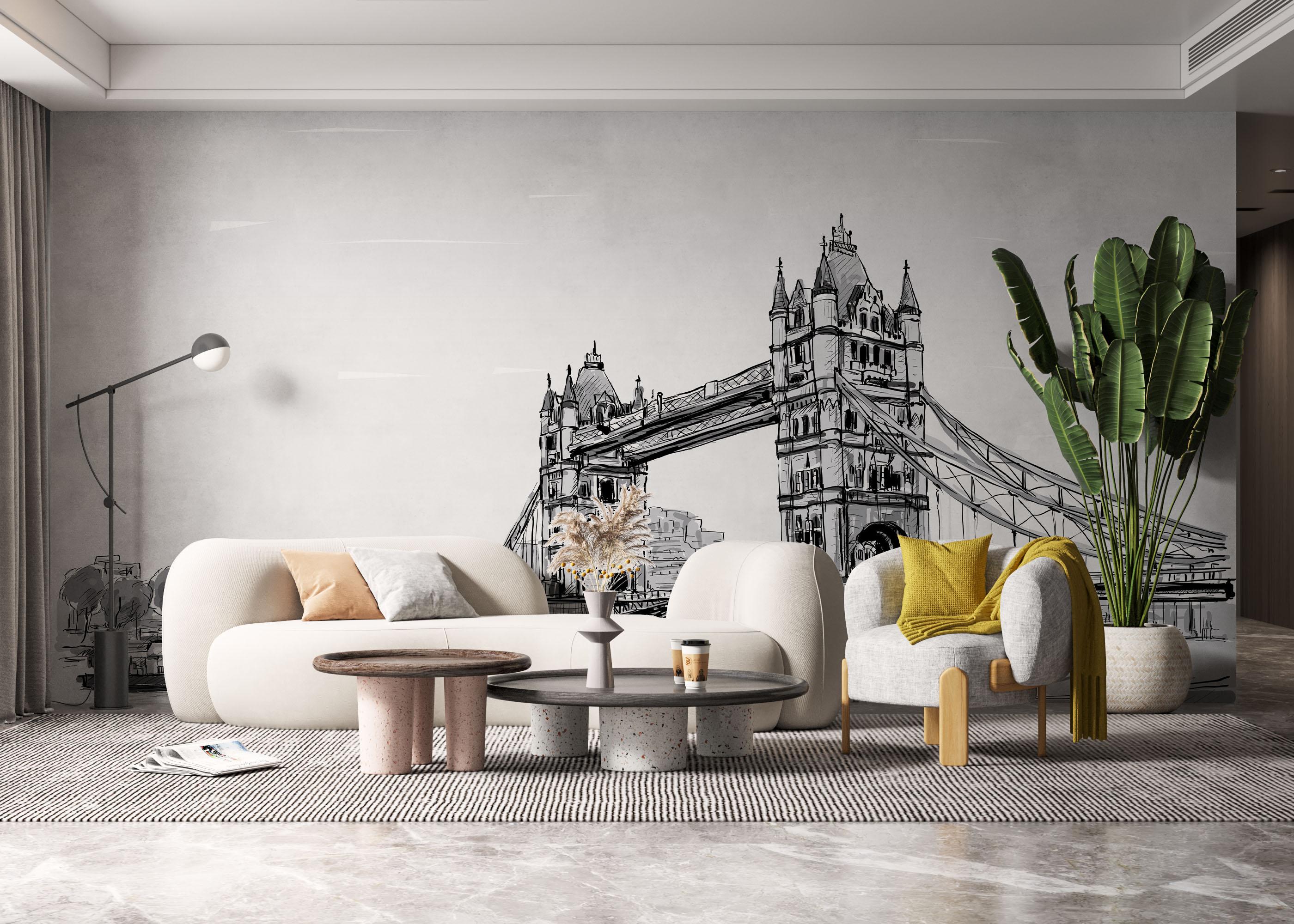 Fototapete Grey Bridge Sketch mockup 6