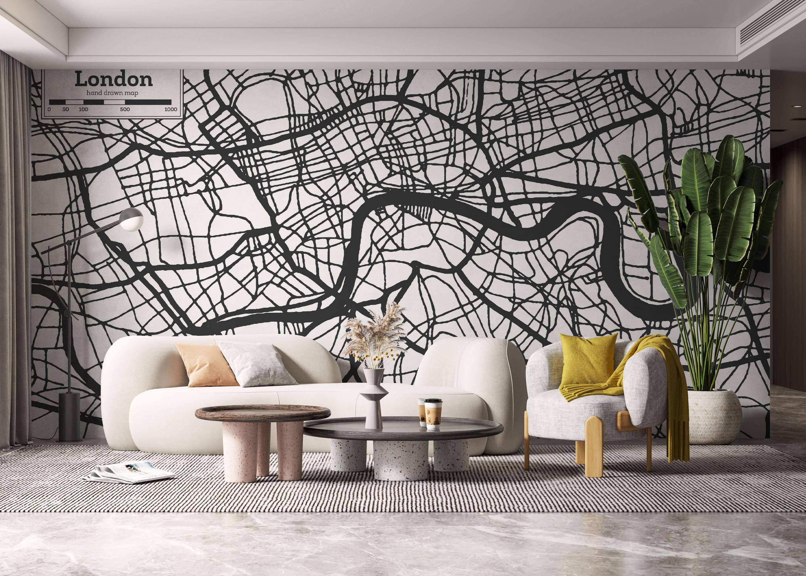 Fototapete Grey Map London mockup 6