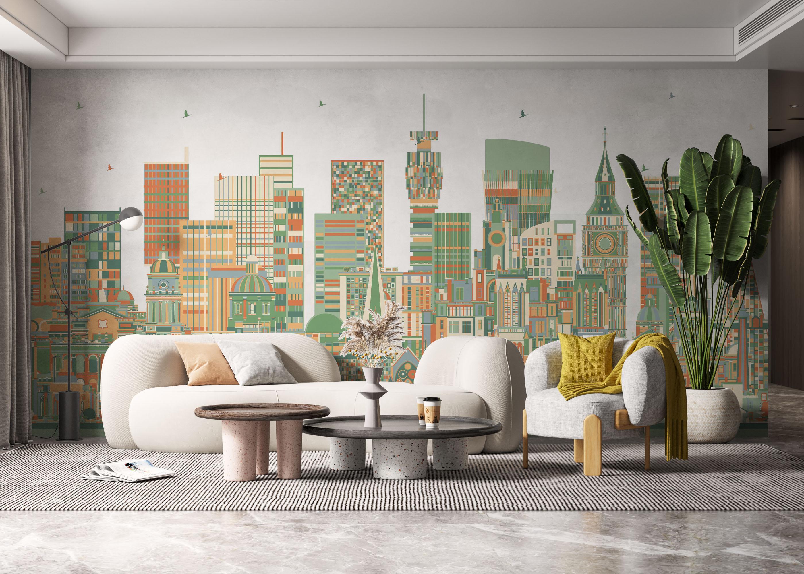 Fototapete Grey Orange England mockup 6