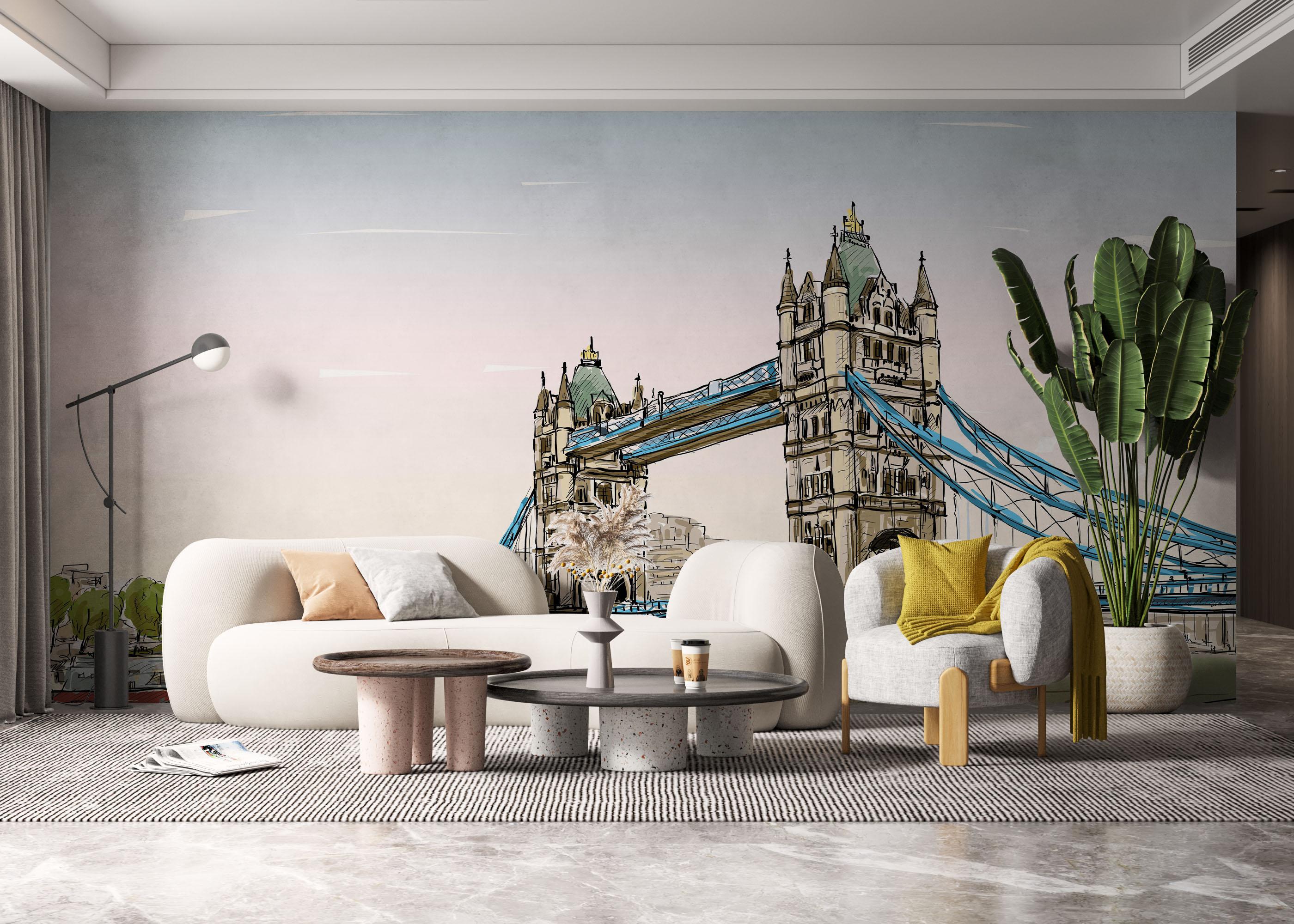 Fototapete London Bridge Sketch mockup 6