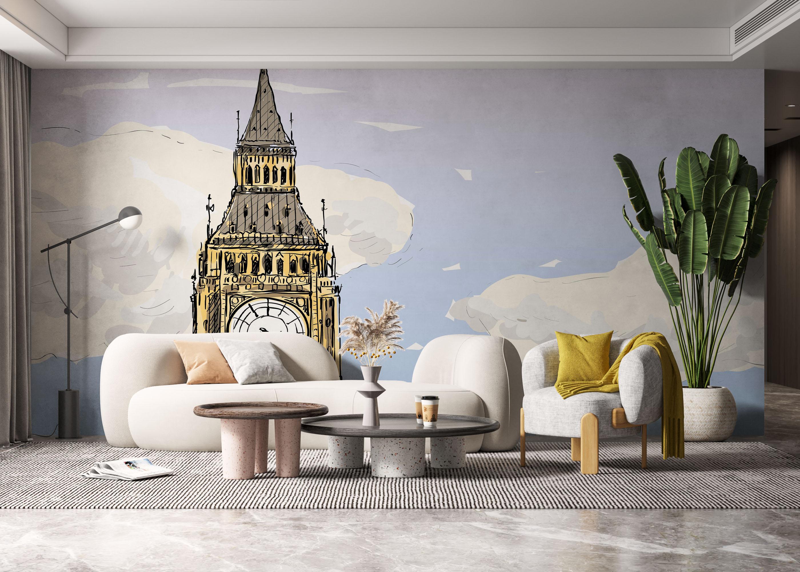 Fototapete London Clock Sketch mockup 6