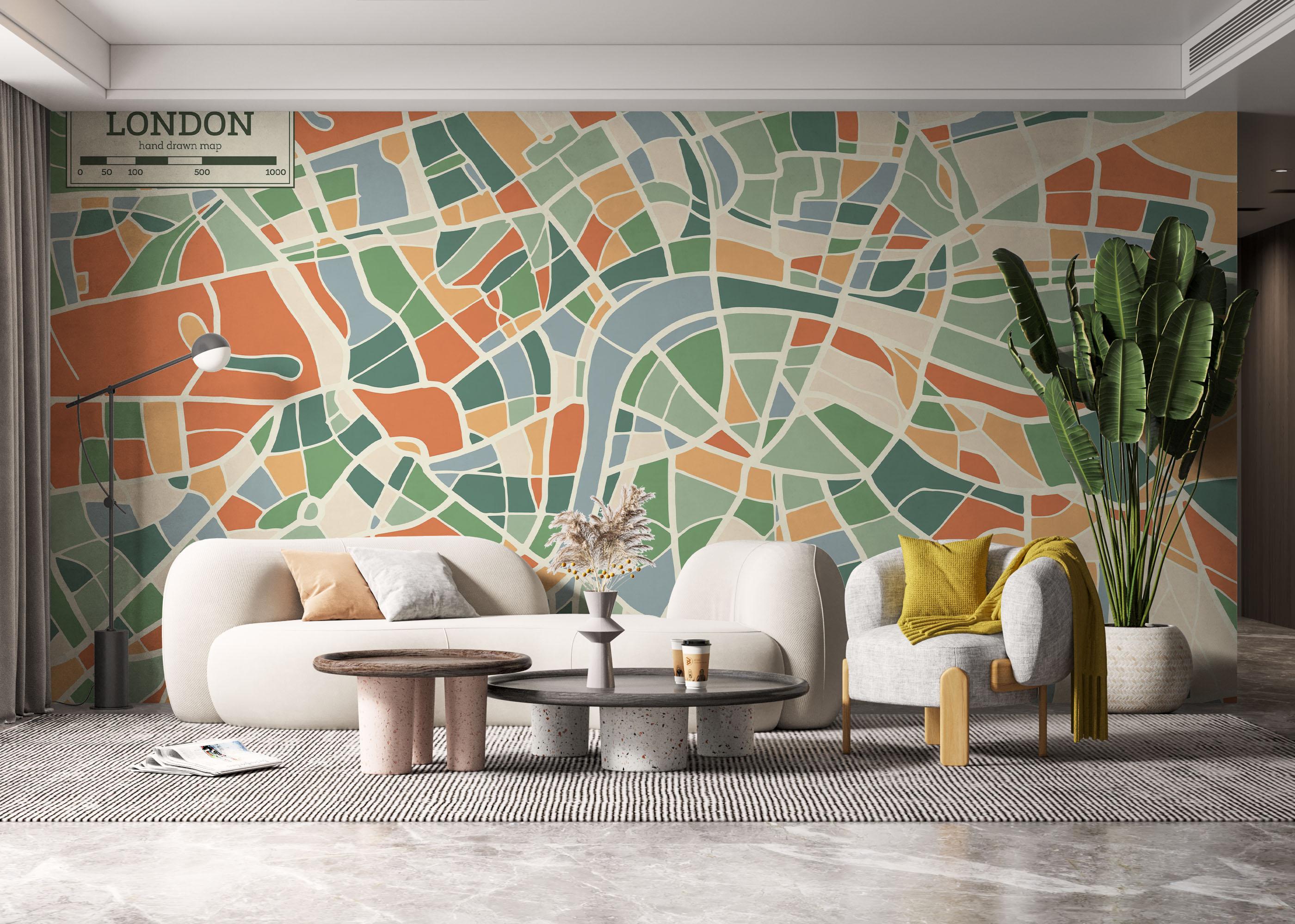 Fototapete London Colorful Map mockup 6