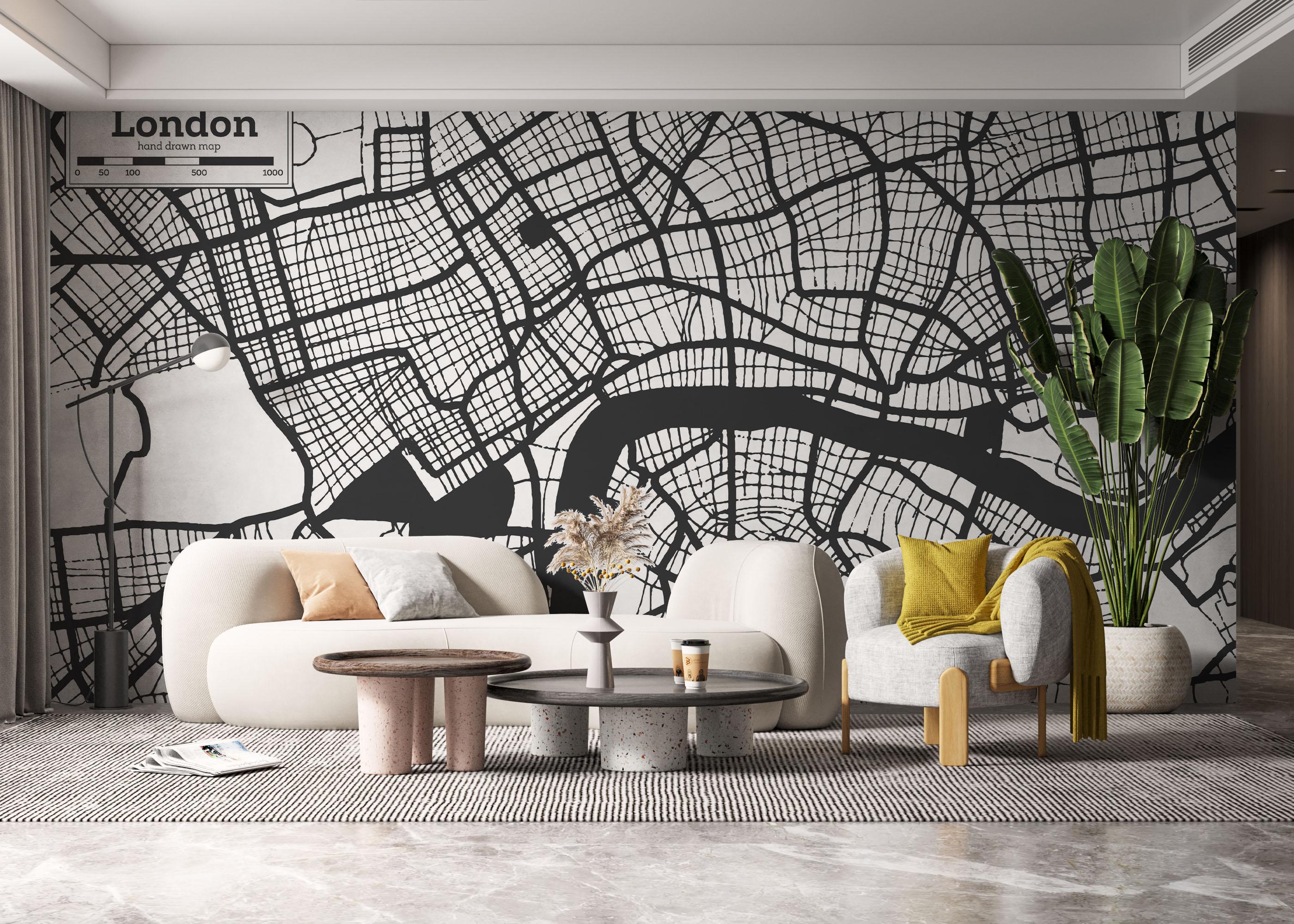 Fototapete London Line Map mockup 6