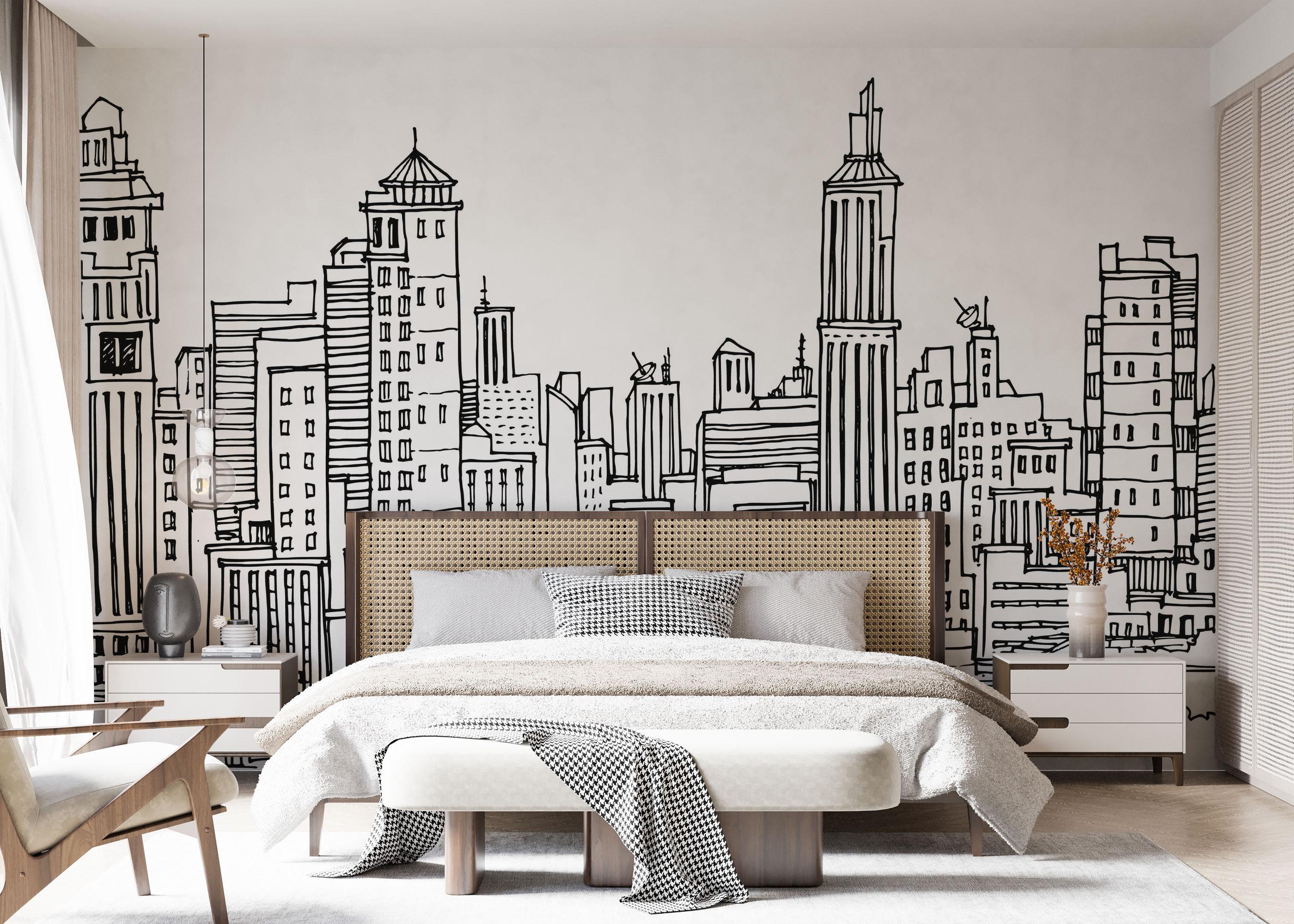 Fototapete Black Line Skylines mockup 7