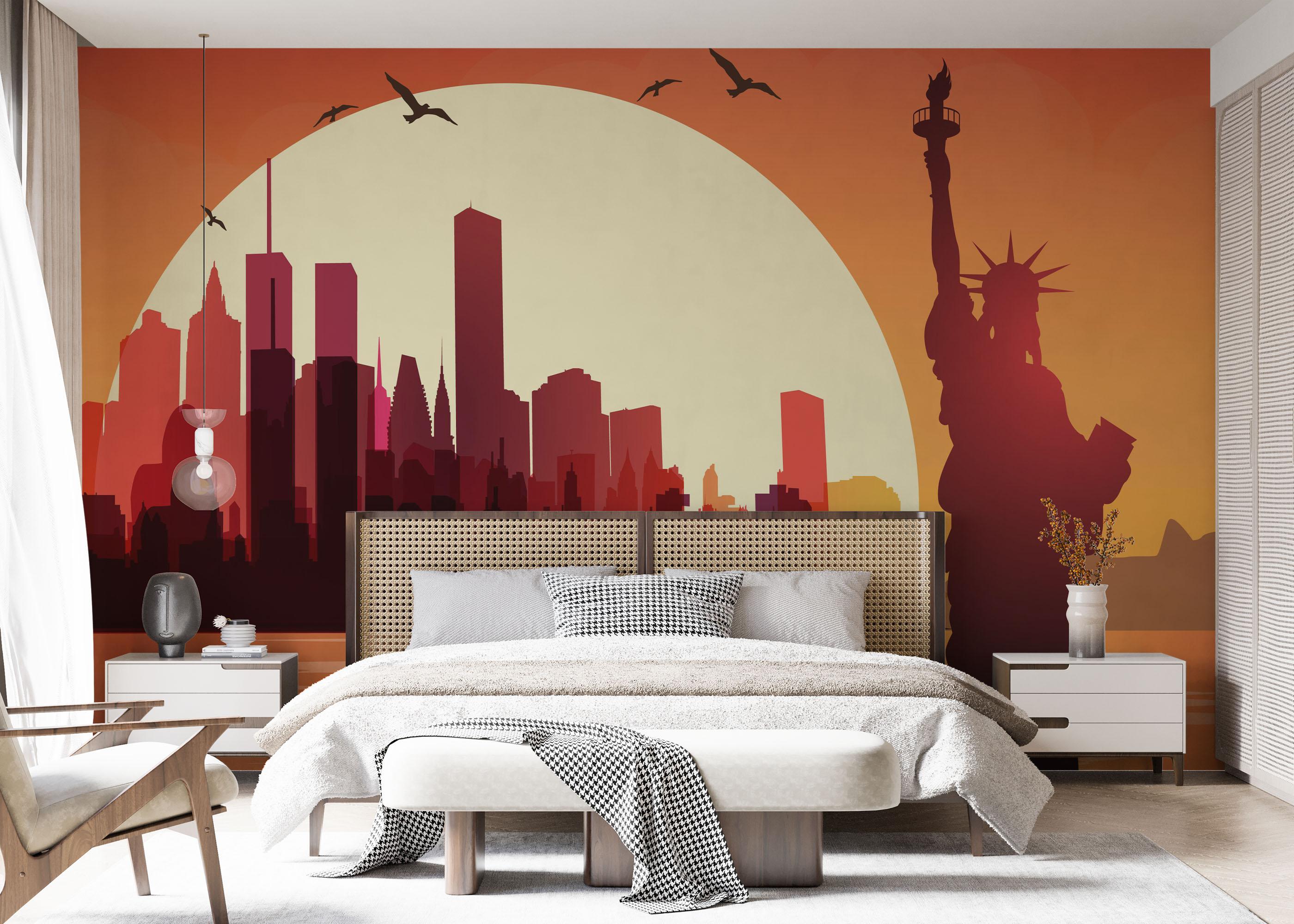 Fototapete Liberty Statue Sunset mockup 7