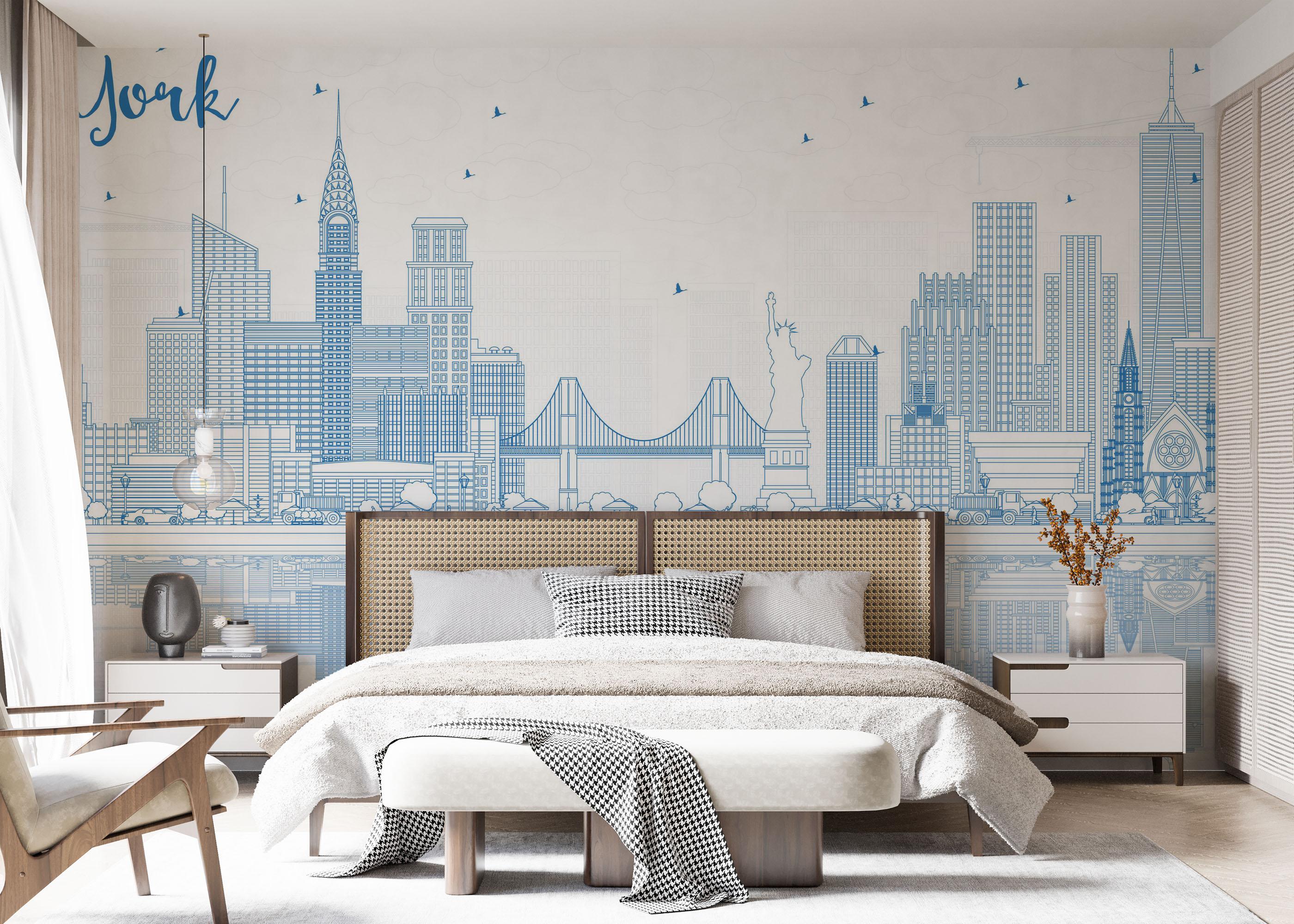 Fototapete New York Blue Line mockup 7