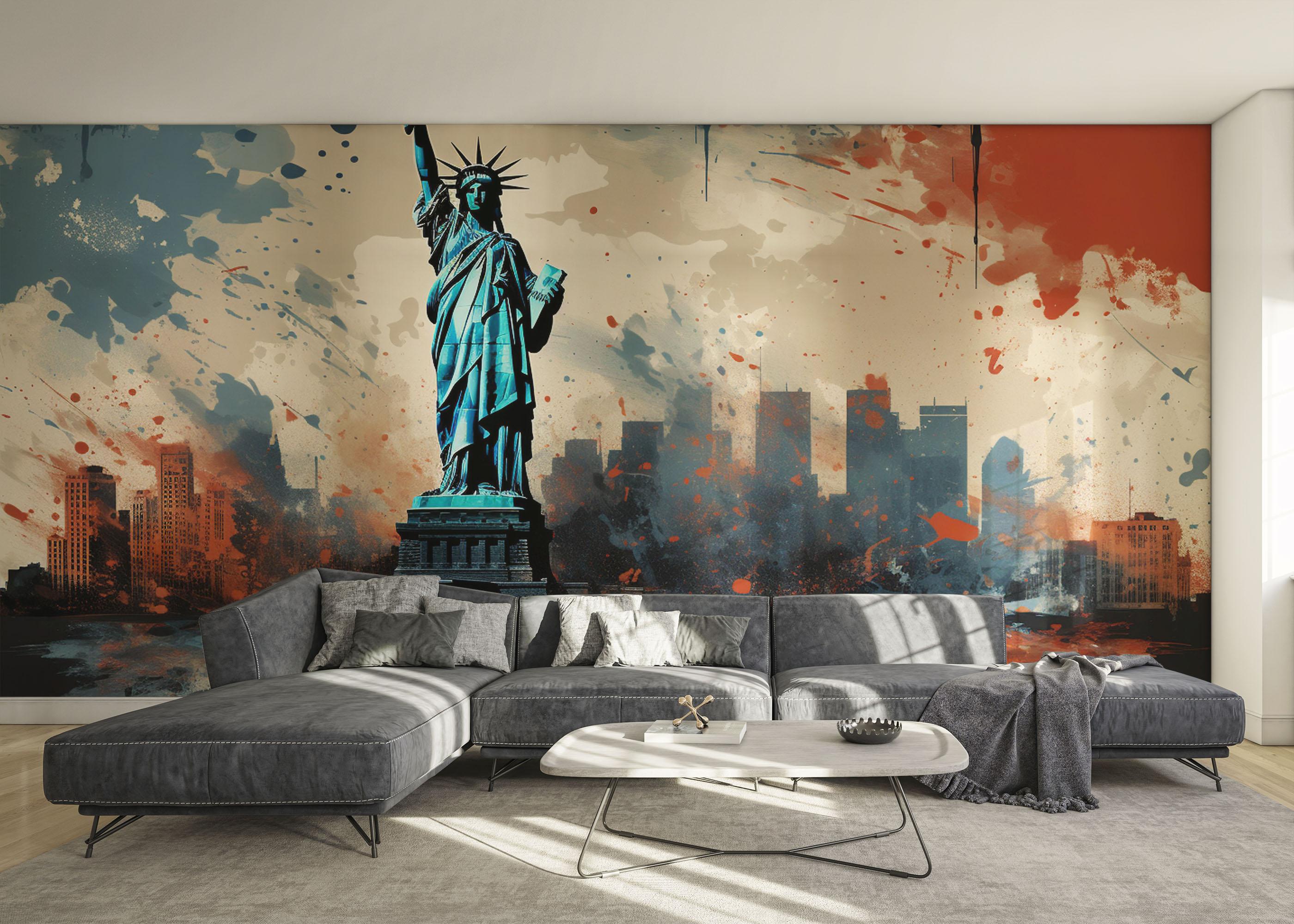 Fototapete Blue Red Liberty Statue mockup 0