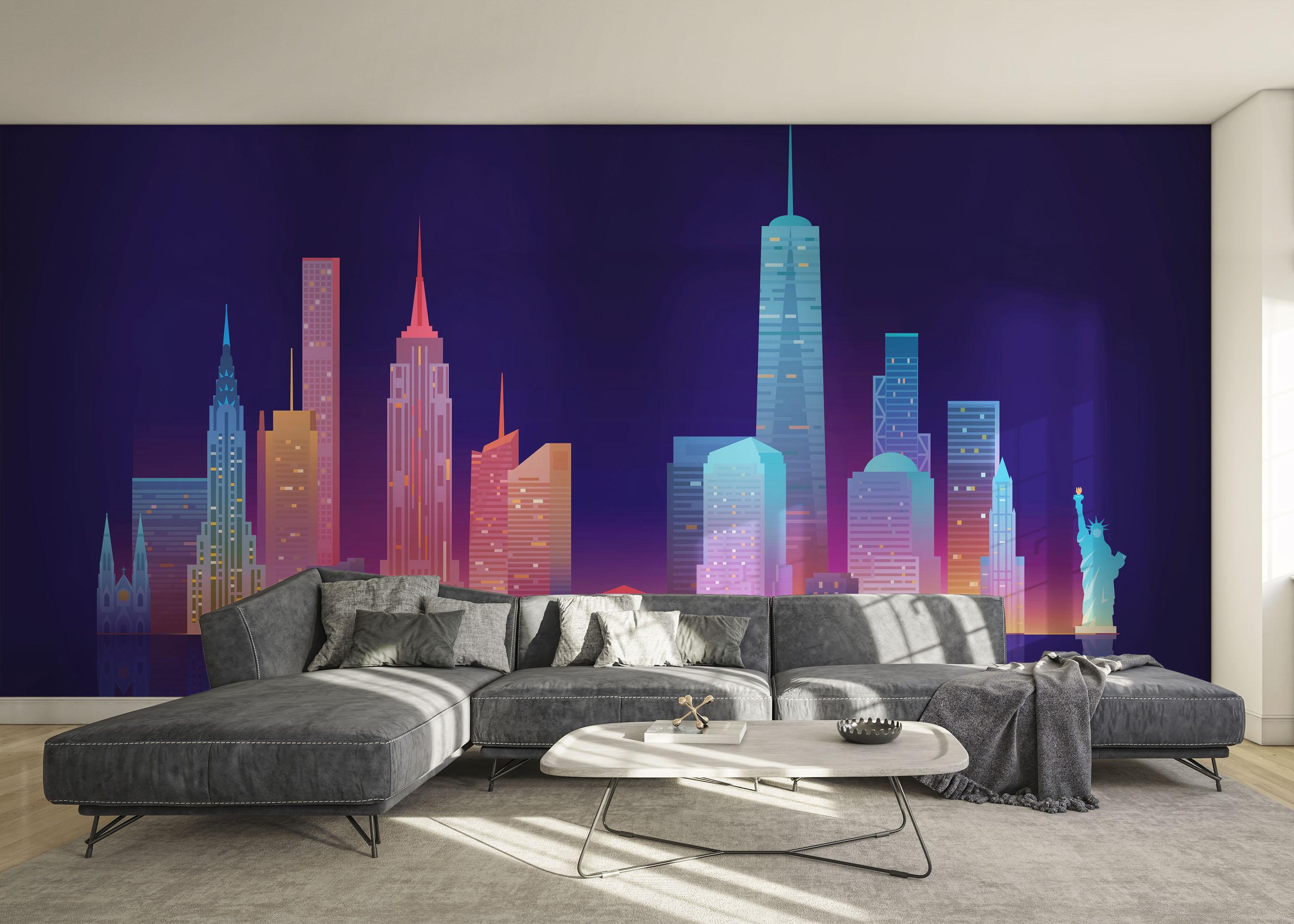 Fototapete Blue Skyline Nyc mockup 0