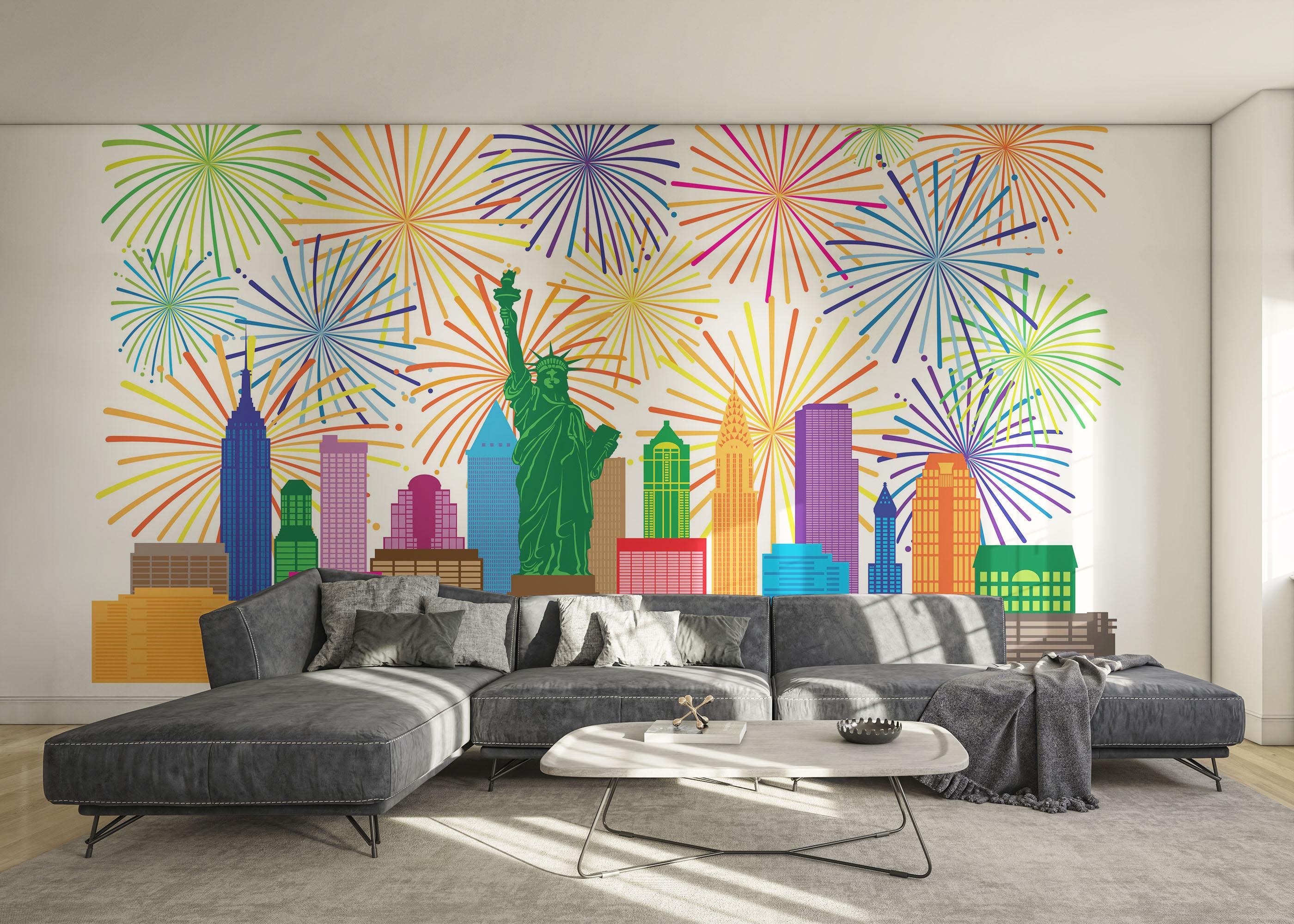 Fototapete Fireworks New York mockup 0