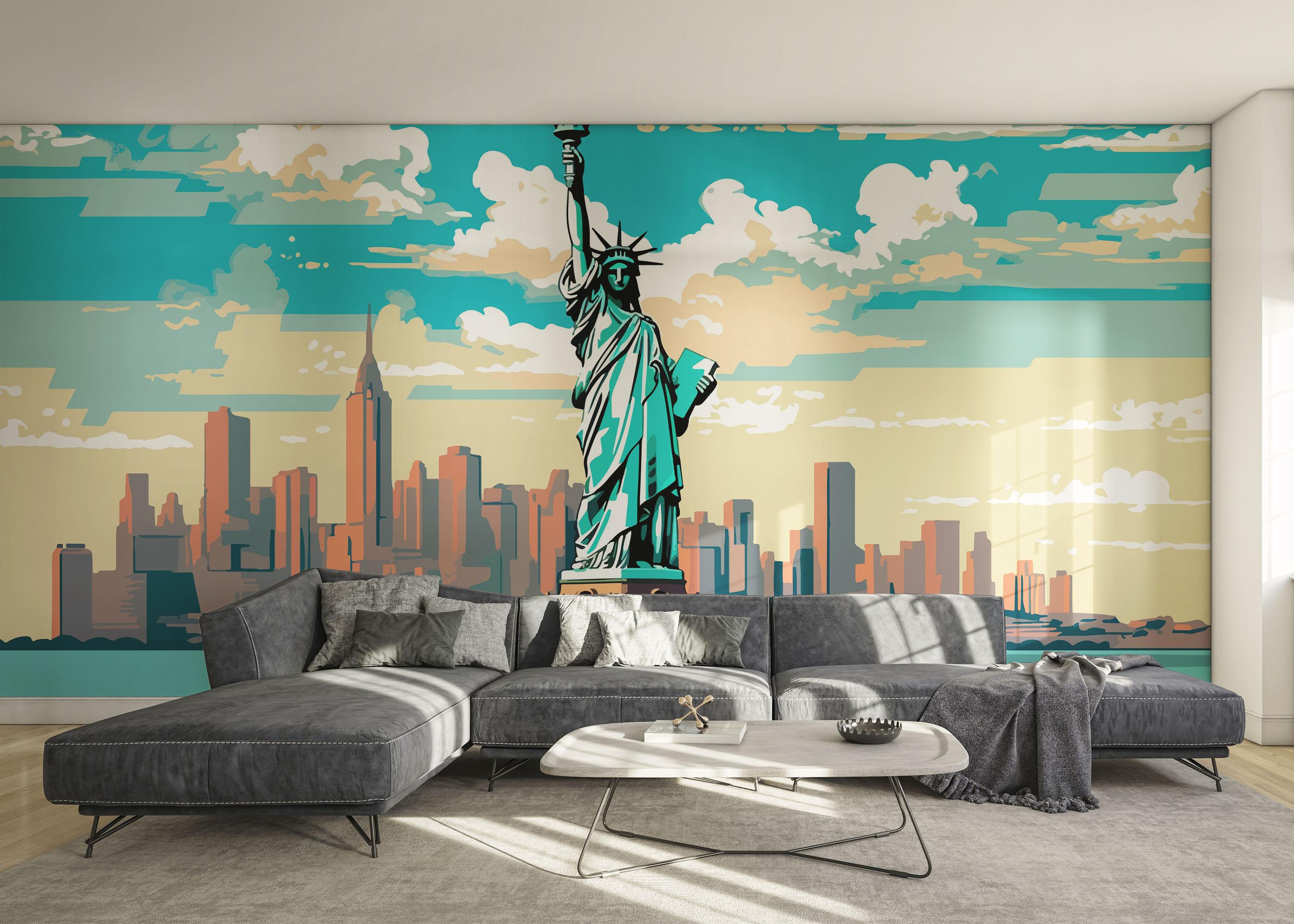 Fototapete Liberty Statue Cartoon mockup 0