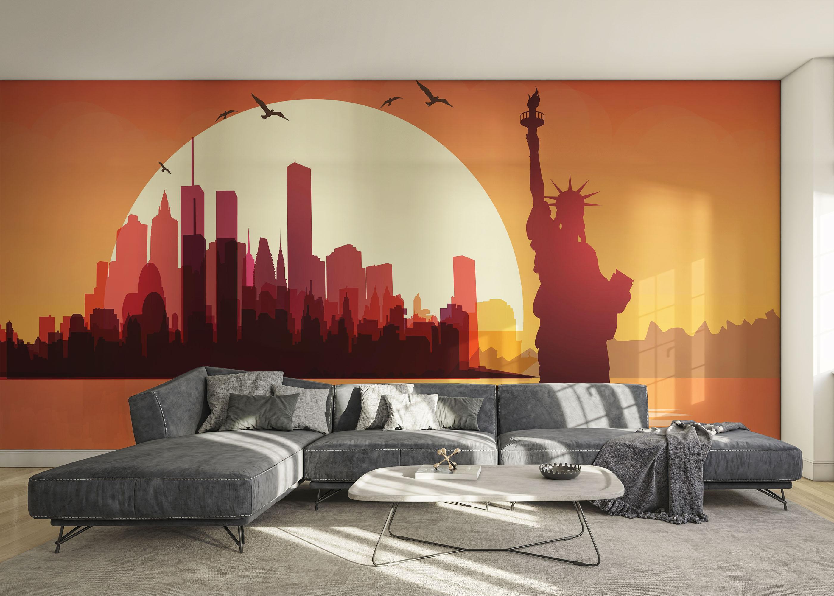 Fototapete Liberty Statue Sunset mockup 0